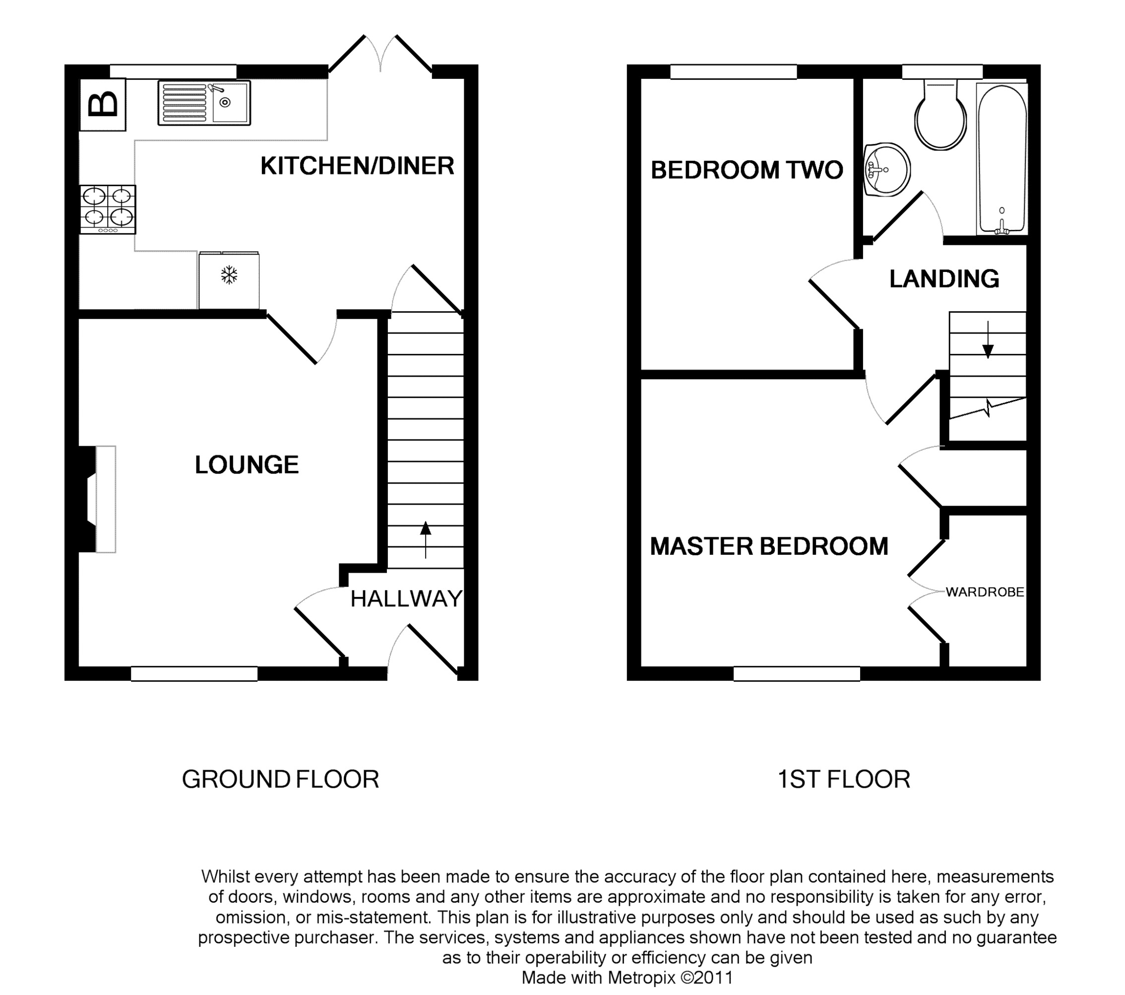 Floorplan of 2 bedroom Mid Terrace House for sale, Urswick Close, Grove Hill, Middlesbrough, TS4