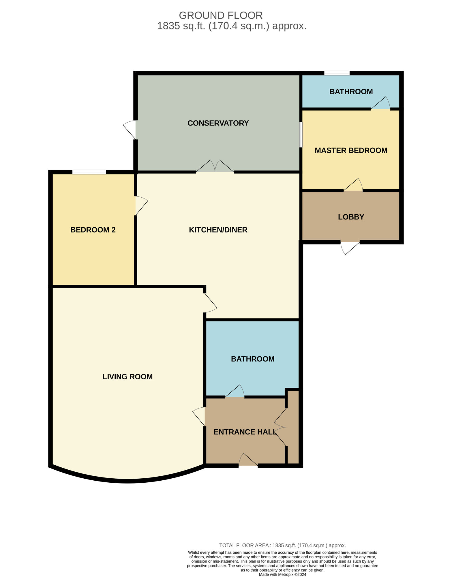 Floorplan of 2 bedroom Semi Detached Bungalow for sale, Weymouth Avenue, Marton Manor, Middlesbrough, TS8