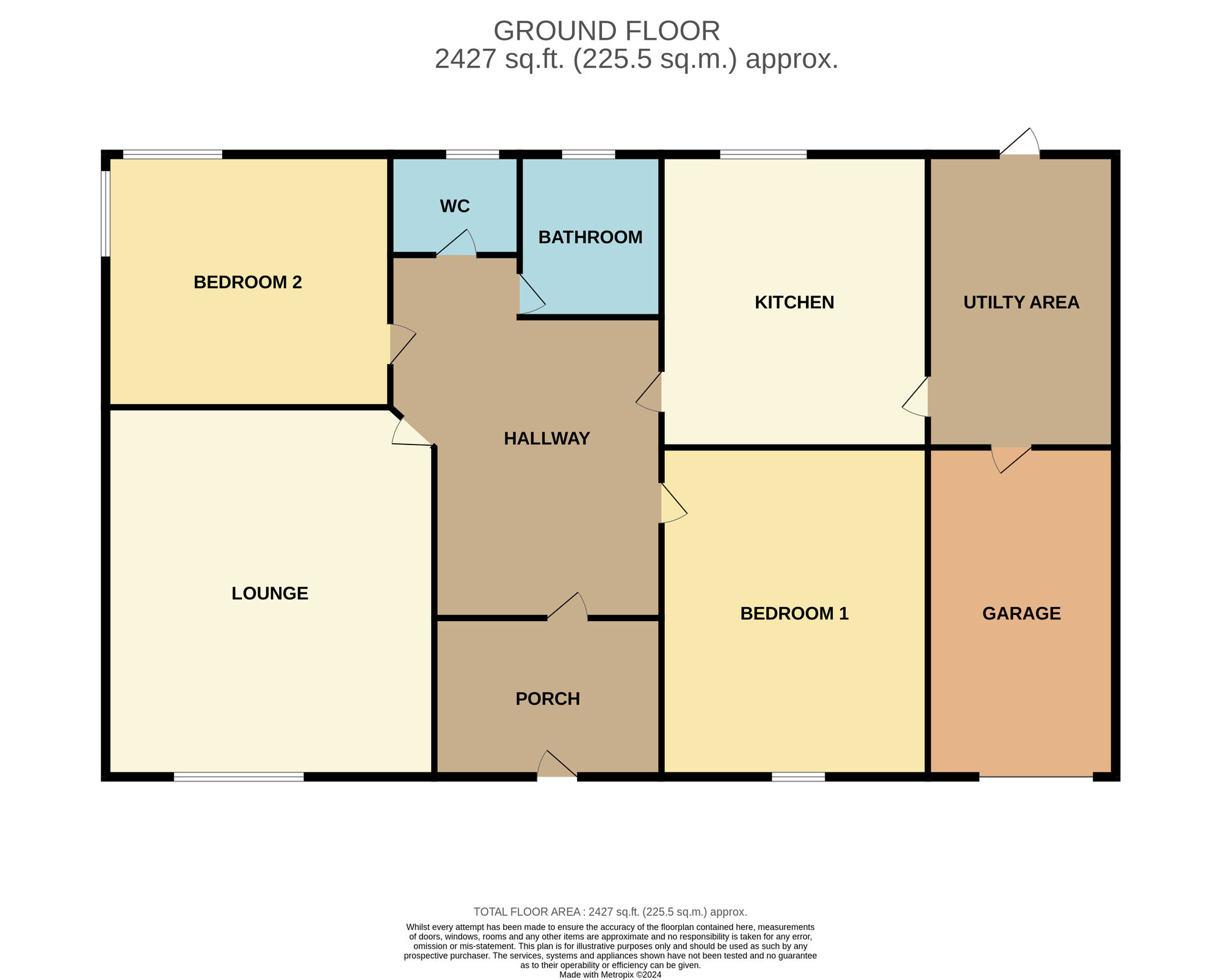 Floorplan of 2 bedroom Detached Bungalow for sale, Malvern Drive, Acklam, Middlesbrough, TS5