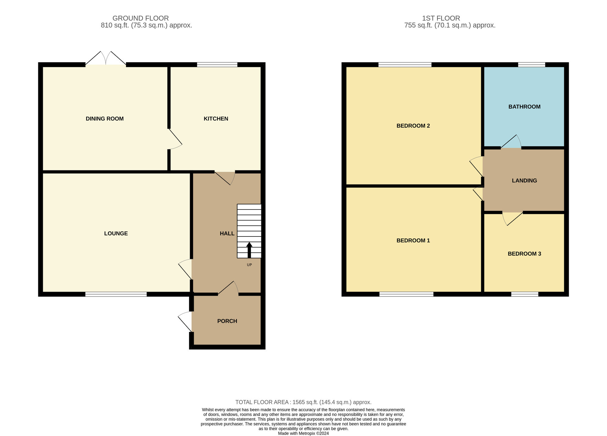 Floorplan of 3 bedroom Semi Detached House for sale, Cheltenham Close, Linthorpe, Middlesbrough, TS5