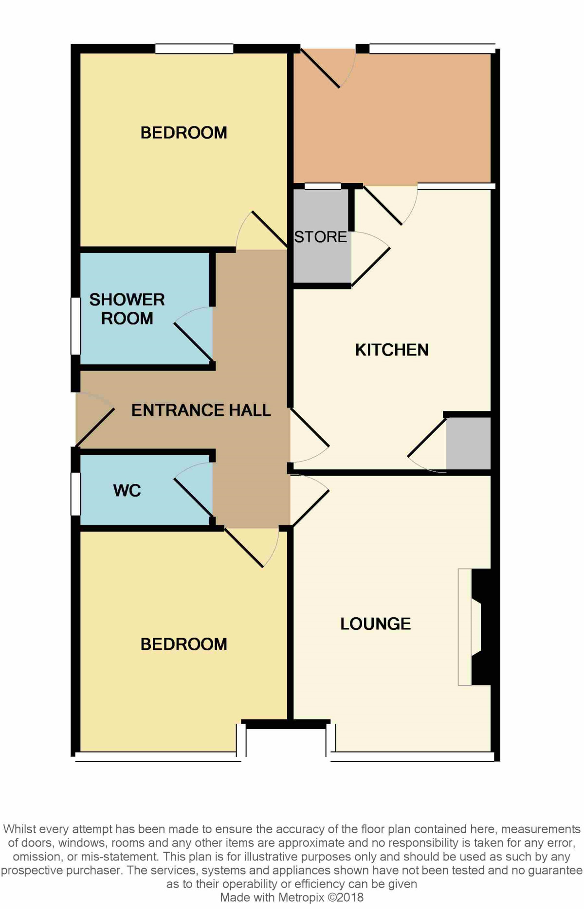 Floorplan of 2 bedroom Semi Detached Bungalow for sale, Virginia Gardens, Acklam, Middlesbrough, TS5