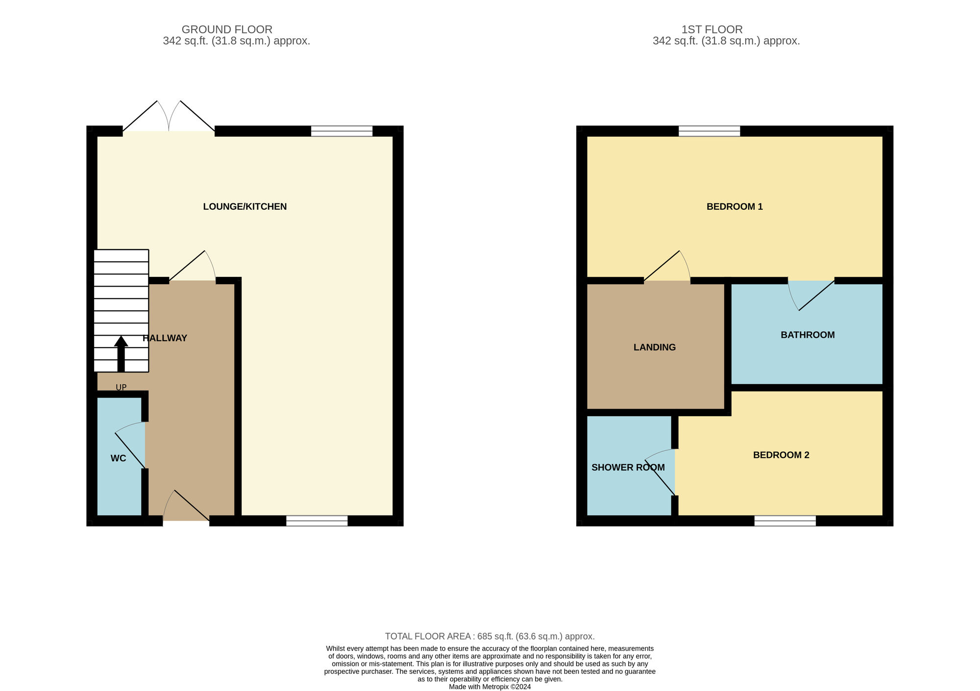 Floorplan of 2 bedroom Mid Terrace House for sale, Aidan Court, Middlesbrough, North Yorkshire, TS5