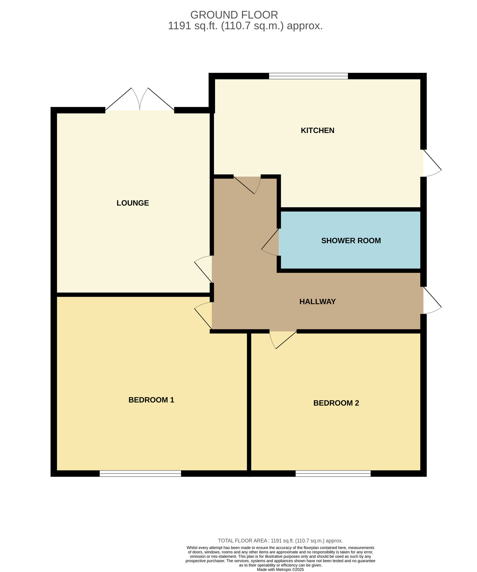 Floorplan of 2 bedroom Semi Detached Bungalow for sale, Yearby Close, Acklam, Middlesbrough, TS5