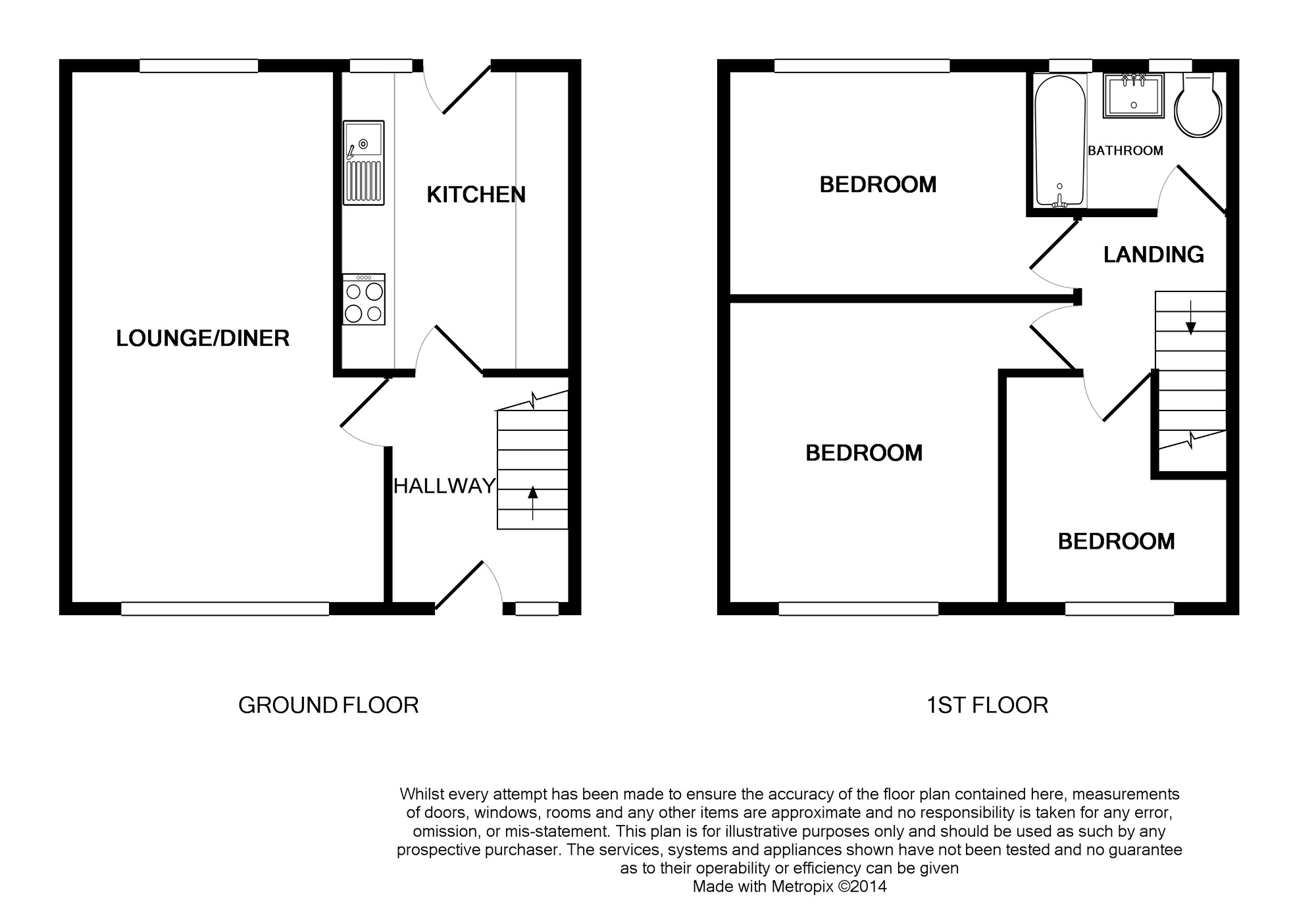 Floorplan of 3 bedroom Mid Terrace House for sale, Bollington Road, Middlesbrough, Cleveland, TS4