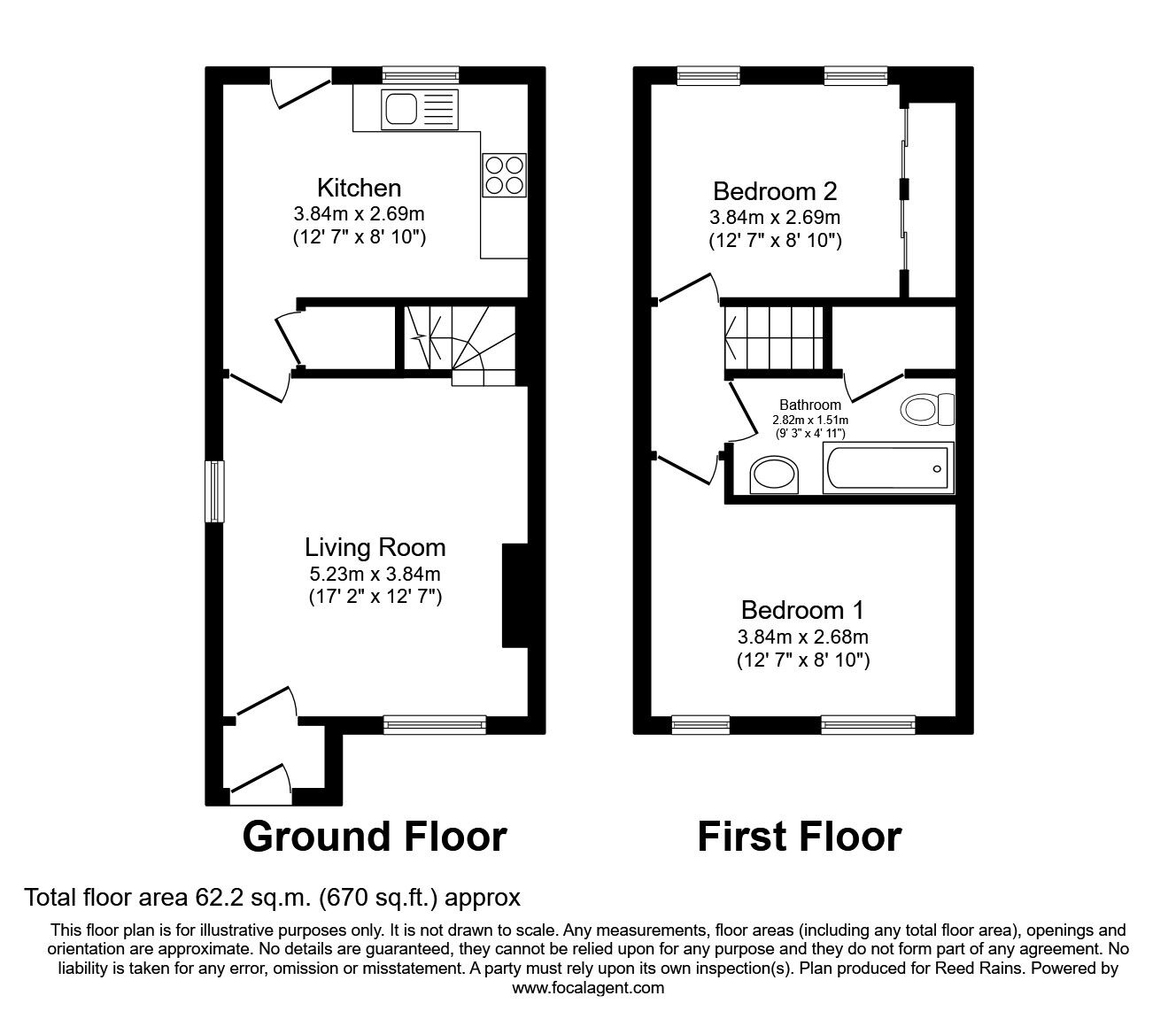 Floorplan of 2 bedroom  House to rent, Laneside Gardens, Morley, Leeds, LS27