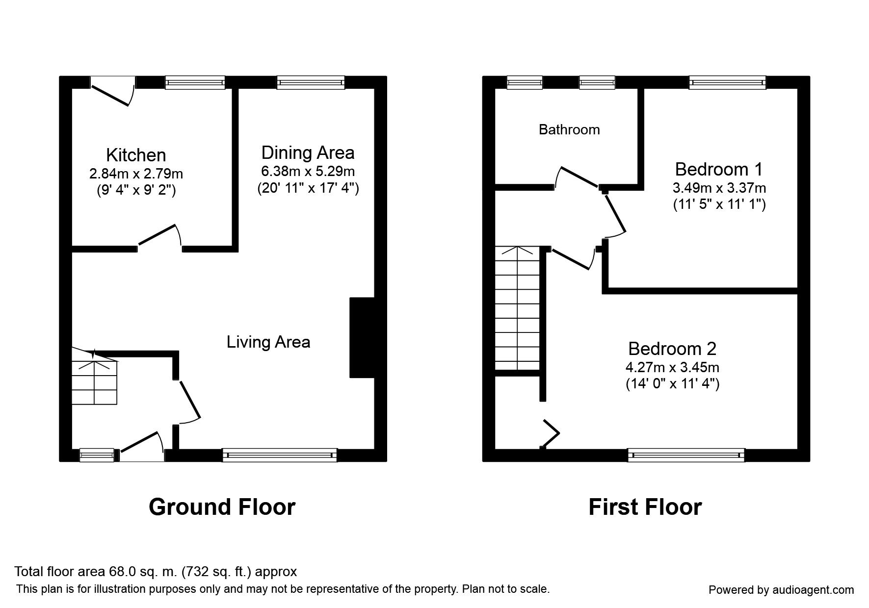 Floorplan of 2 bedroom Mid Terrace House to rent, Arundel Walk, Batley, West Yorkshire, WF17