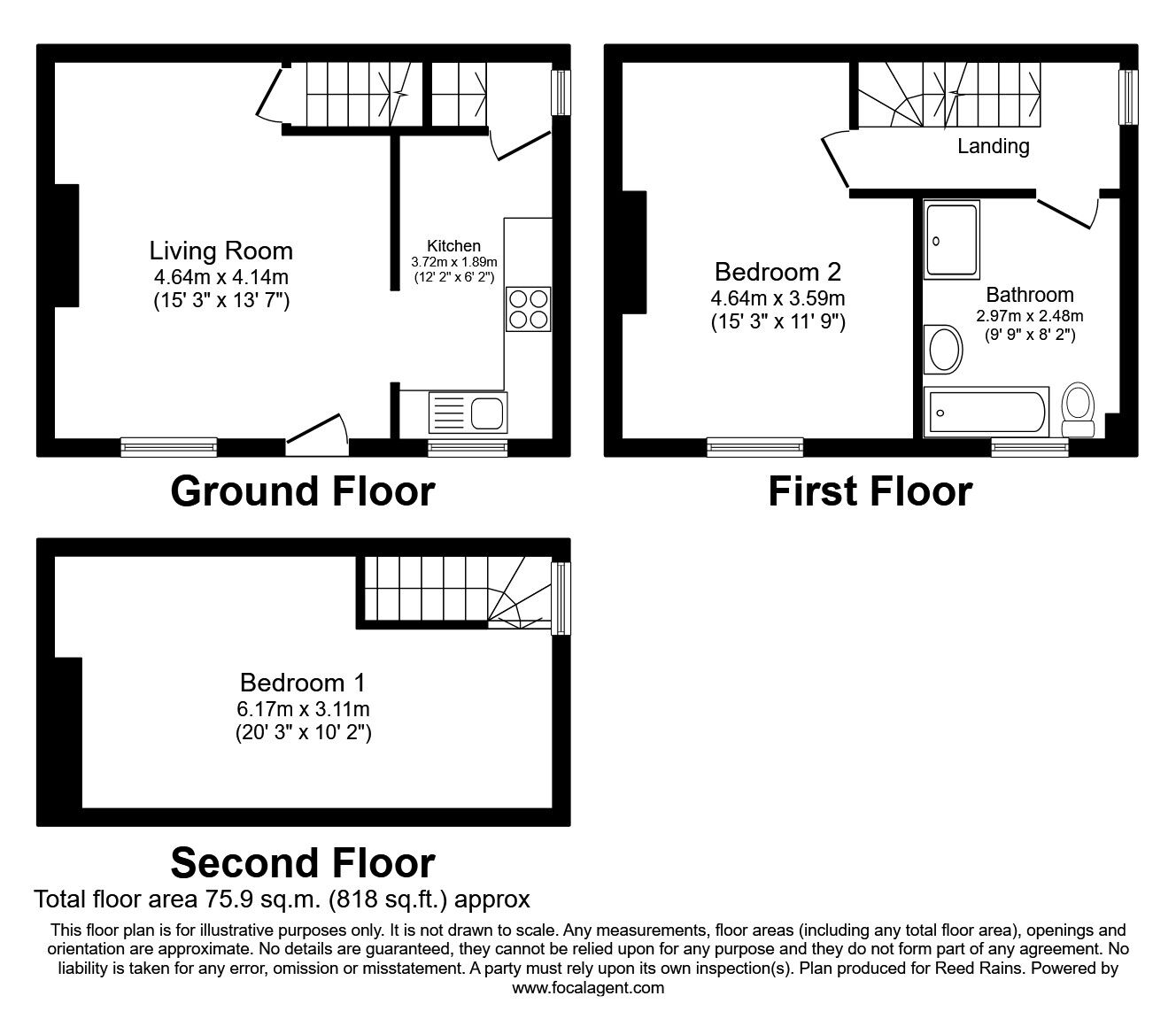 Floorplan of 2 bedroom End Terrace House to rent, Horsfall Street, Morley, West Yorkshire, LS27