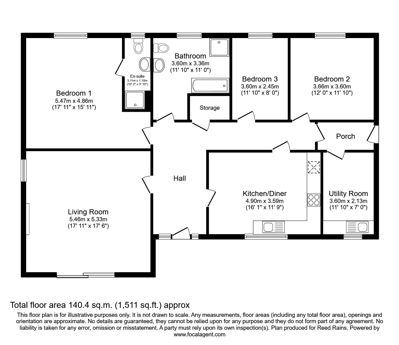 Floorplan of 3 bedroom Detached Bungalow for sale, Elland Road, Churwell, Leeds, LS27