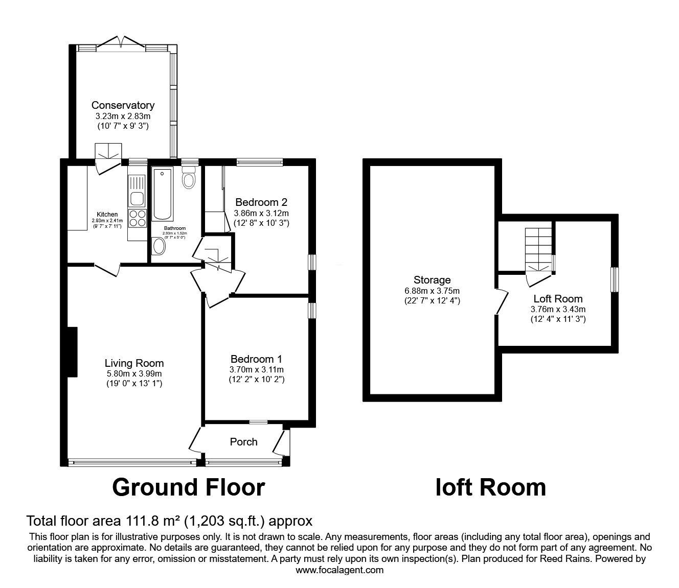 Floorplan of 2 bedroom Semi Detached Bungalow for sale, Woodkirk Avenue, Tingley, West Yorkshire, WF3