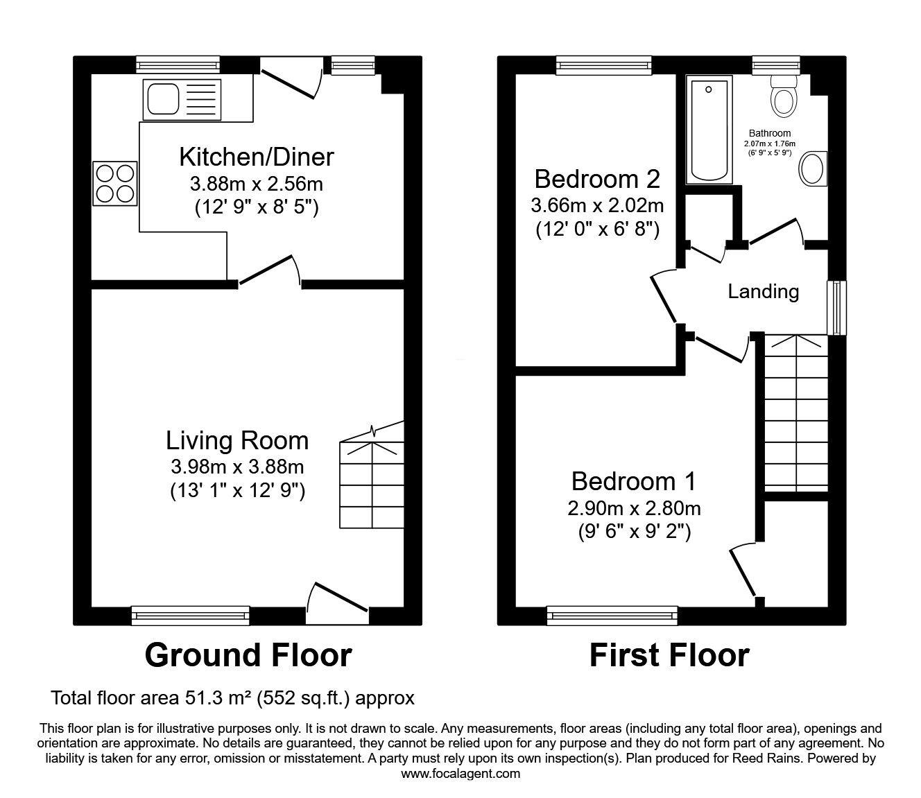 Floorplan of 2 bedroom Semi Detached House for sale, The Gardens, Morley, West Yorkshire, LS27