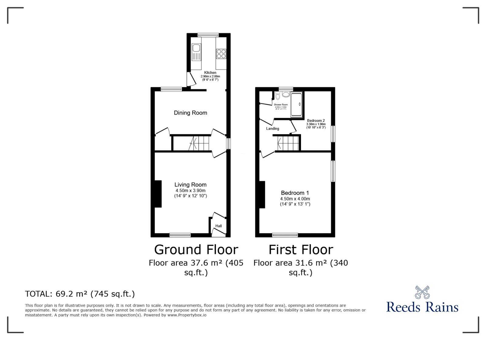 Floorplan of 2 bedroom End Terrace House for sale, Westerton Road, Tingley, West Yorkshire, WF3