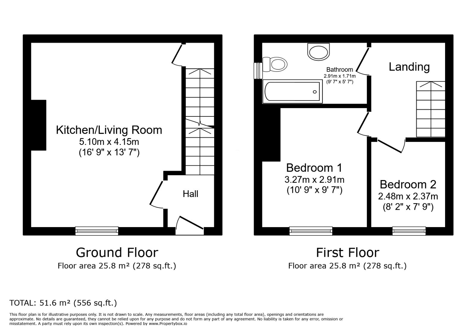 Floorplan of 2 bedroom End Terrace House for sale, Bruntcliffe Road, Morley, West Yorkshire, LS27