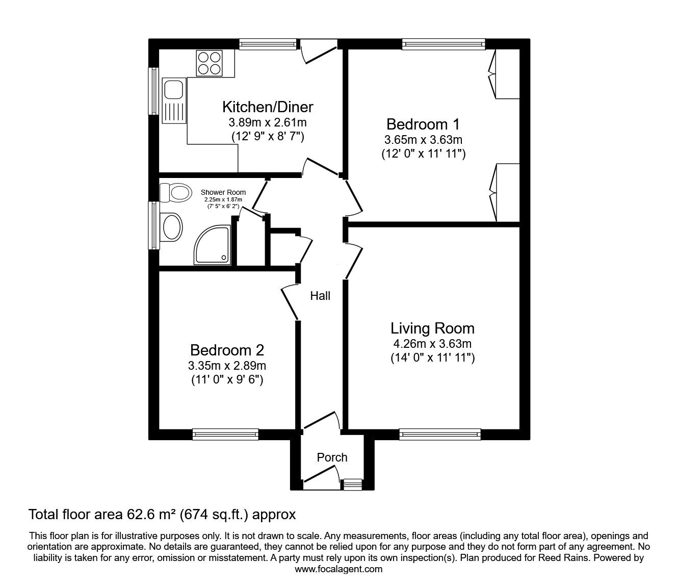 Floorplan of 2 bedroom Semi Detached Bungalow for sale, Harwill Grove, Churwell, Leeds, LS27