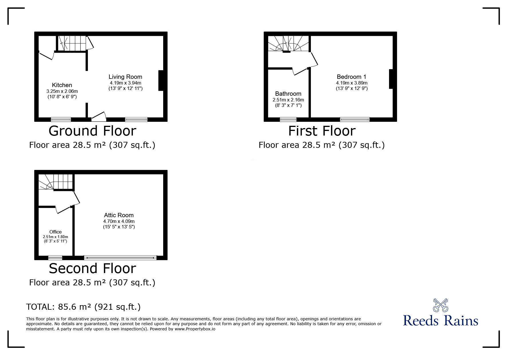 Floorplan of 2 bedroom Mid Terrace House to rent, Rombalds View, Leeds, West Yorkshire, LS12