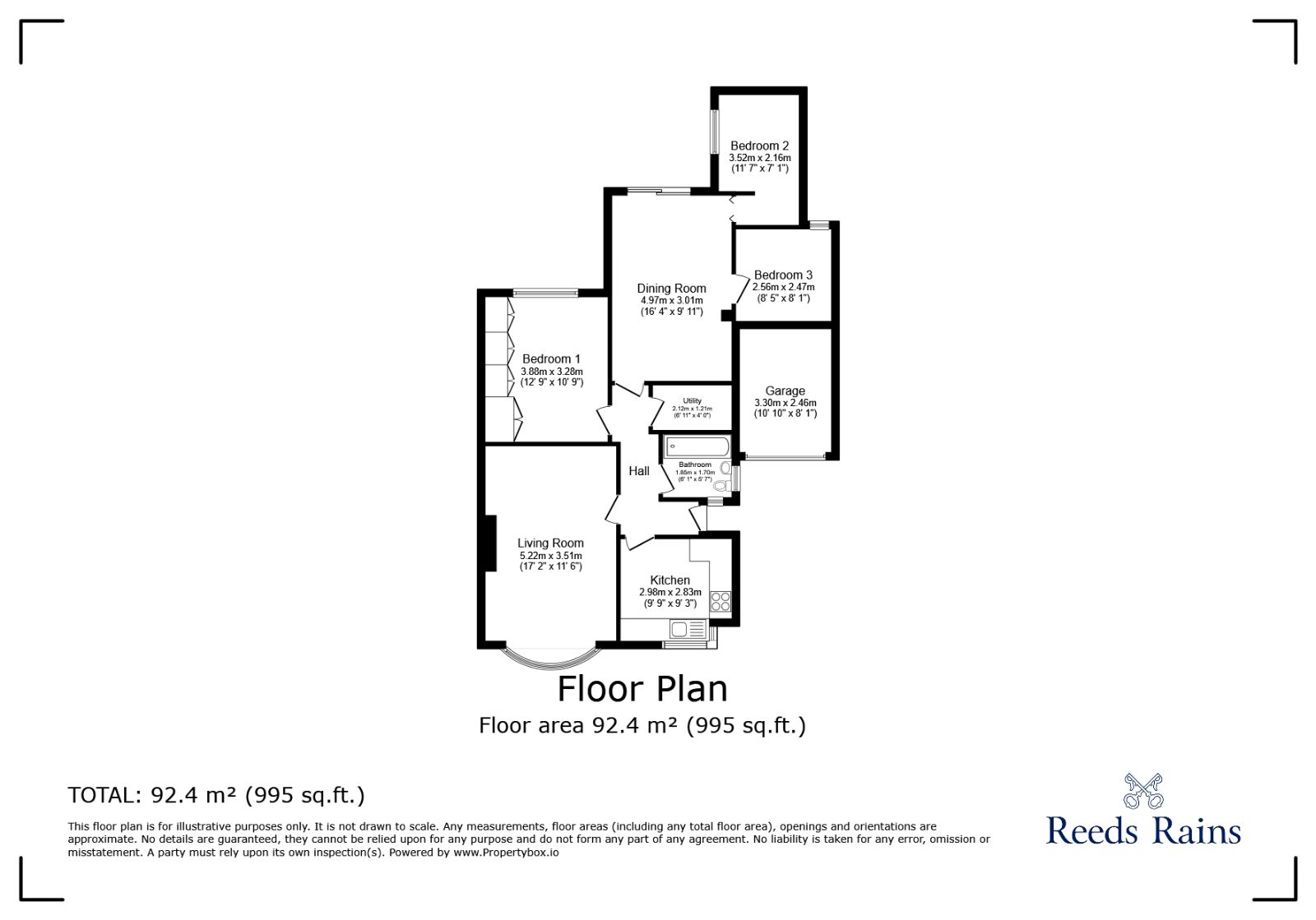 Floorplan of 3 bedroom Semi Detached Bungalow for sale, Baghill Road, Tingley, West Yorkshire, WF3