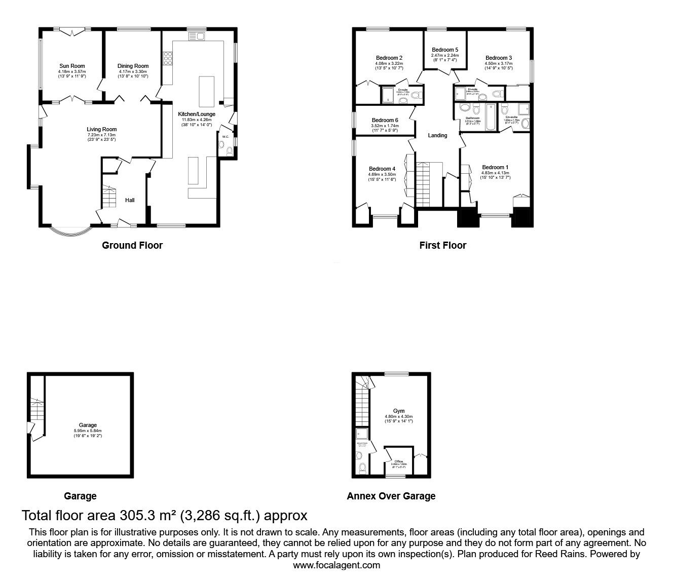 Floorplan of 6 bedroom Detached House for sale, Rein Road, Tingley, West Yorkshire, WF3