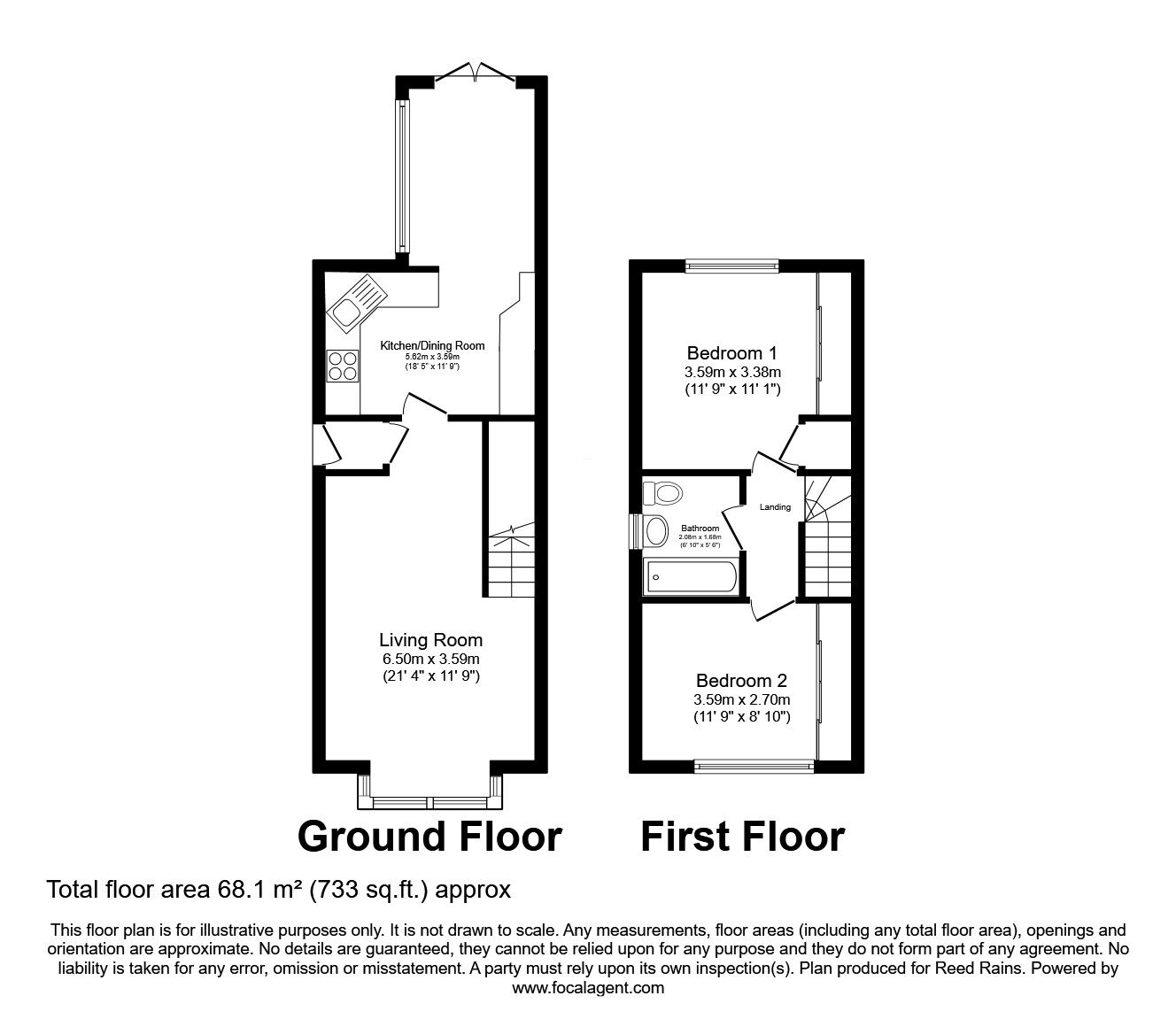 Floorplan of 2 bedroom Semi Detached House for sale, Broadcroft Grove, Tingley, West Yorkshire, WF3