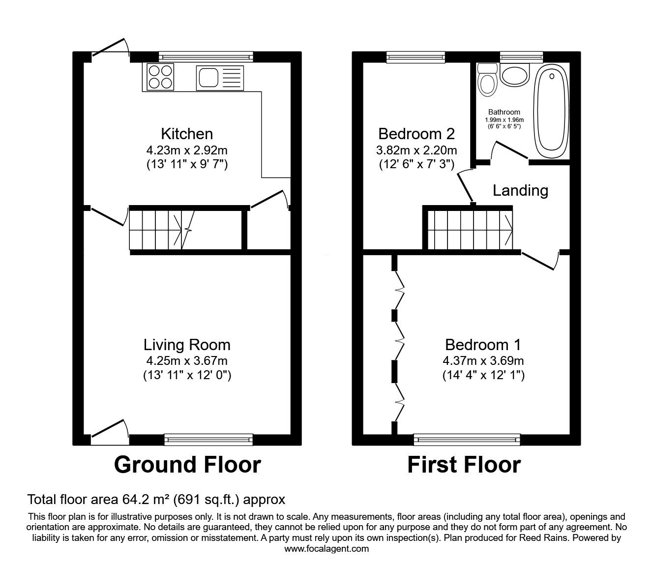 Floorplan of 2 bedroom Mid Terrace House for sale, Commonside, Batley, West Yorkshire, WF17