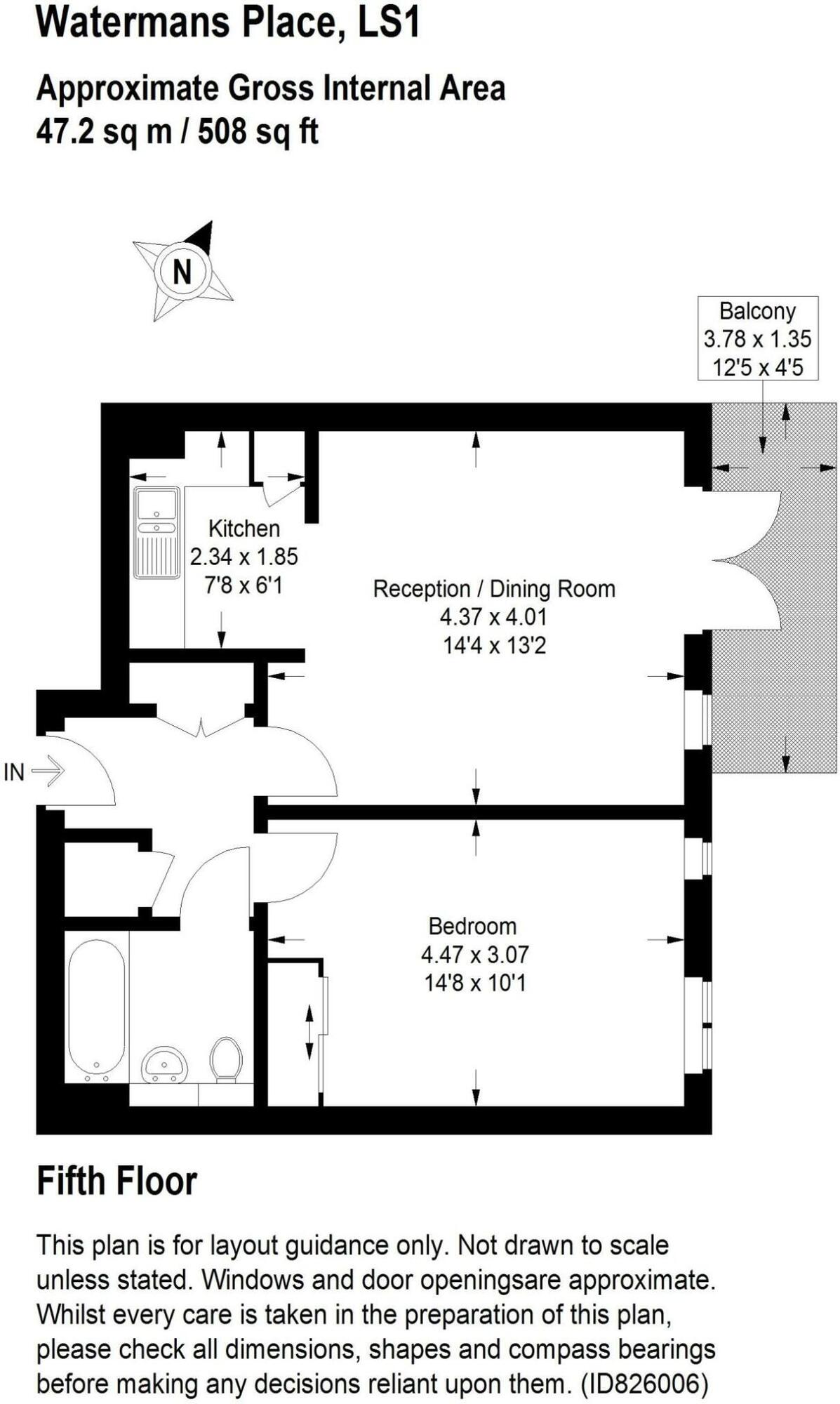 Floorplan of 1 bedroom  Flat to rent, Wharf Approach, Leeds, West Yorkshire, LS1