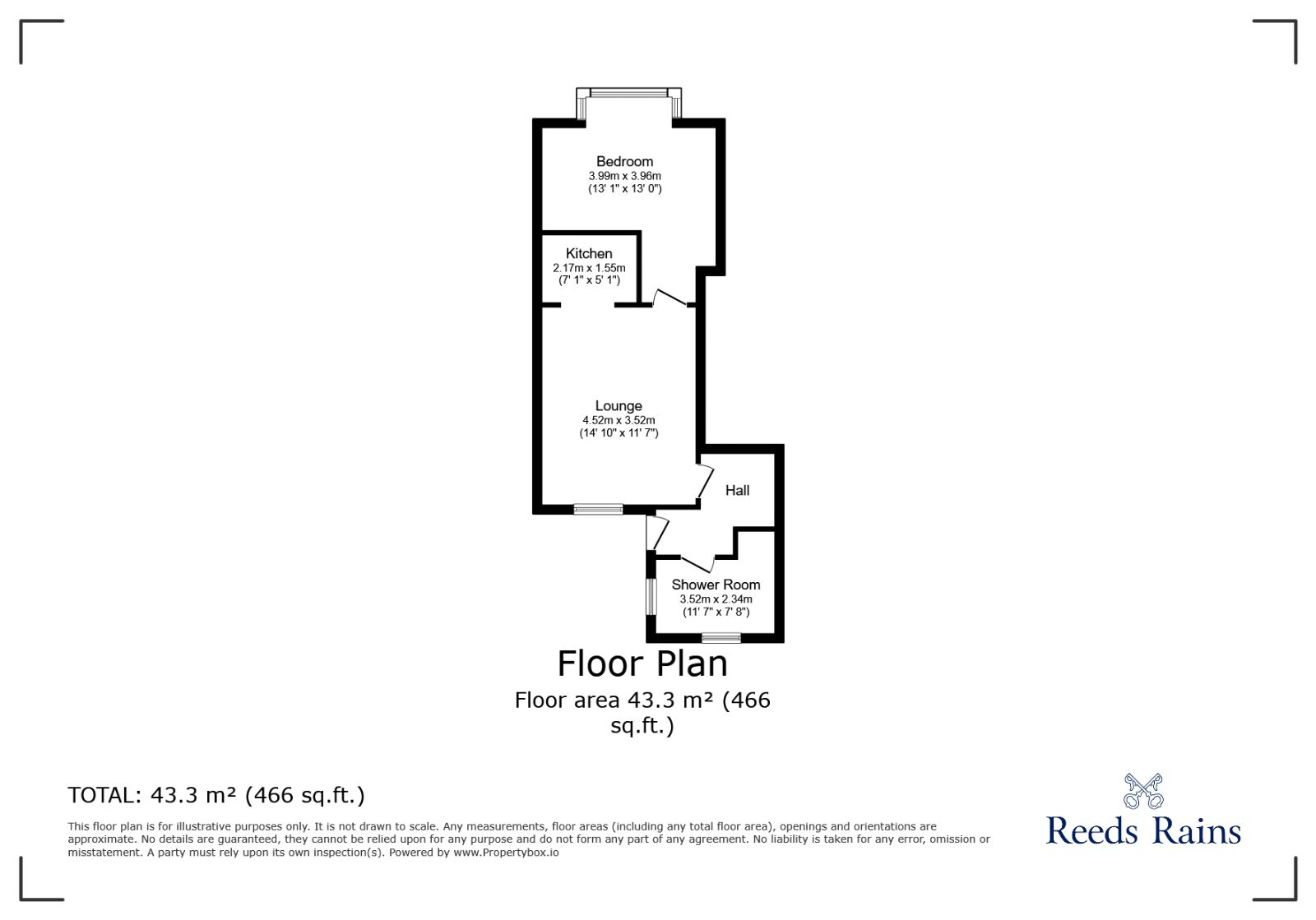 Floorplan of 1 bedroom  Flat for sale, Stanningley Road, Leeds, West Yorkshire, LS12