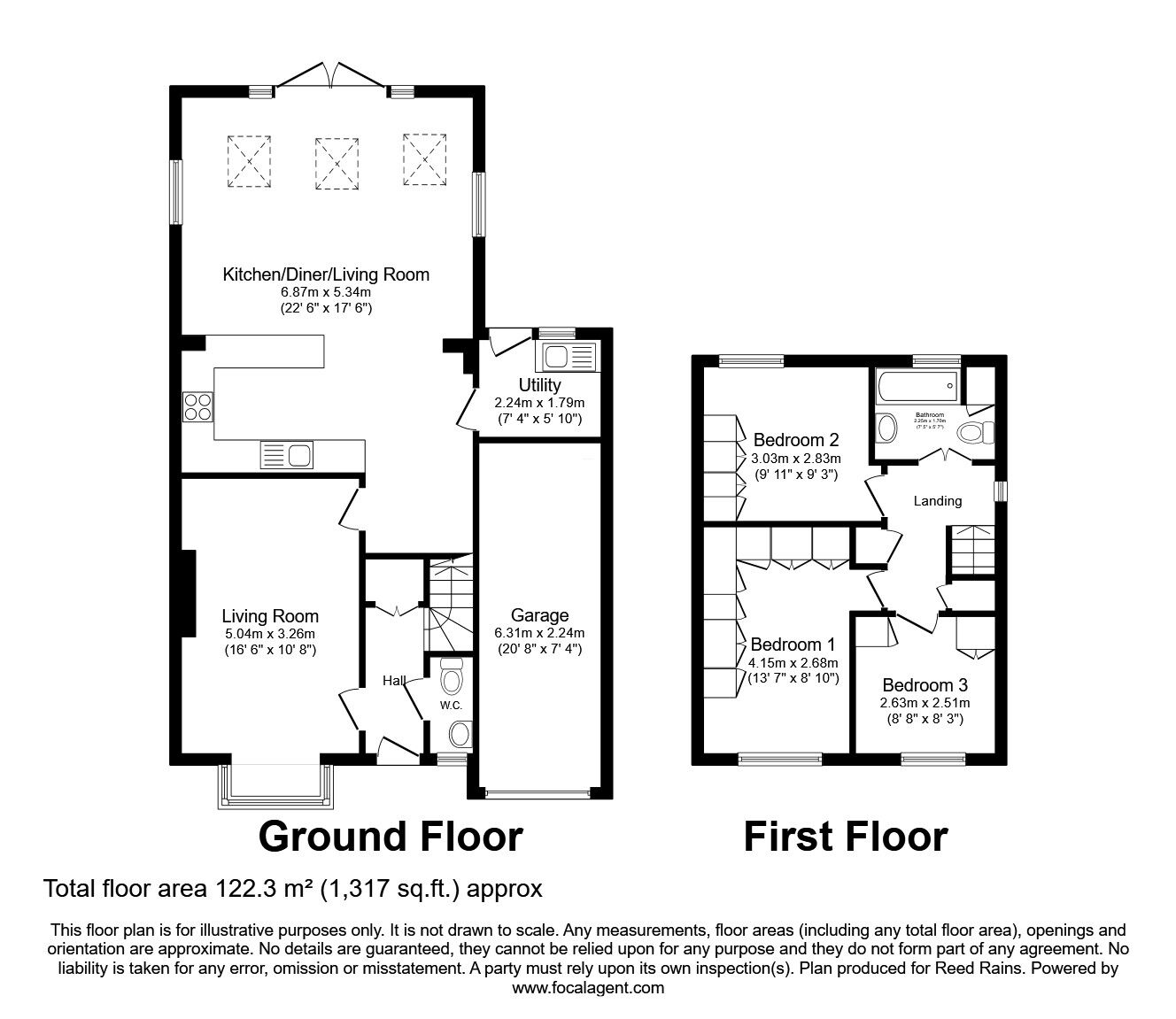 Floorplan of 3 bedroom Detached House for sale, Bishop Way, Tingley, Wakefield, WF3