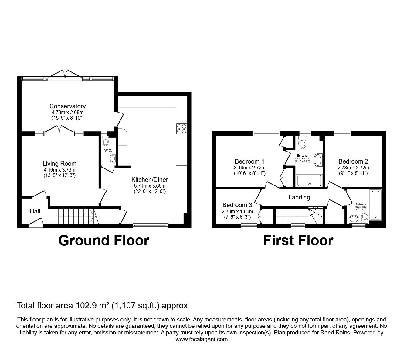 Floorplan of 3 bedroom End Terrace House for sale, Buttercup Lane, East Ardsley, West Yorkshire, WF3