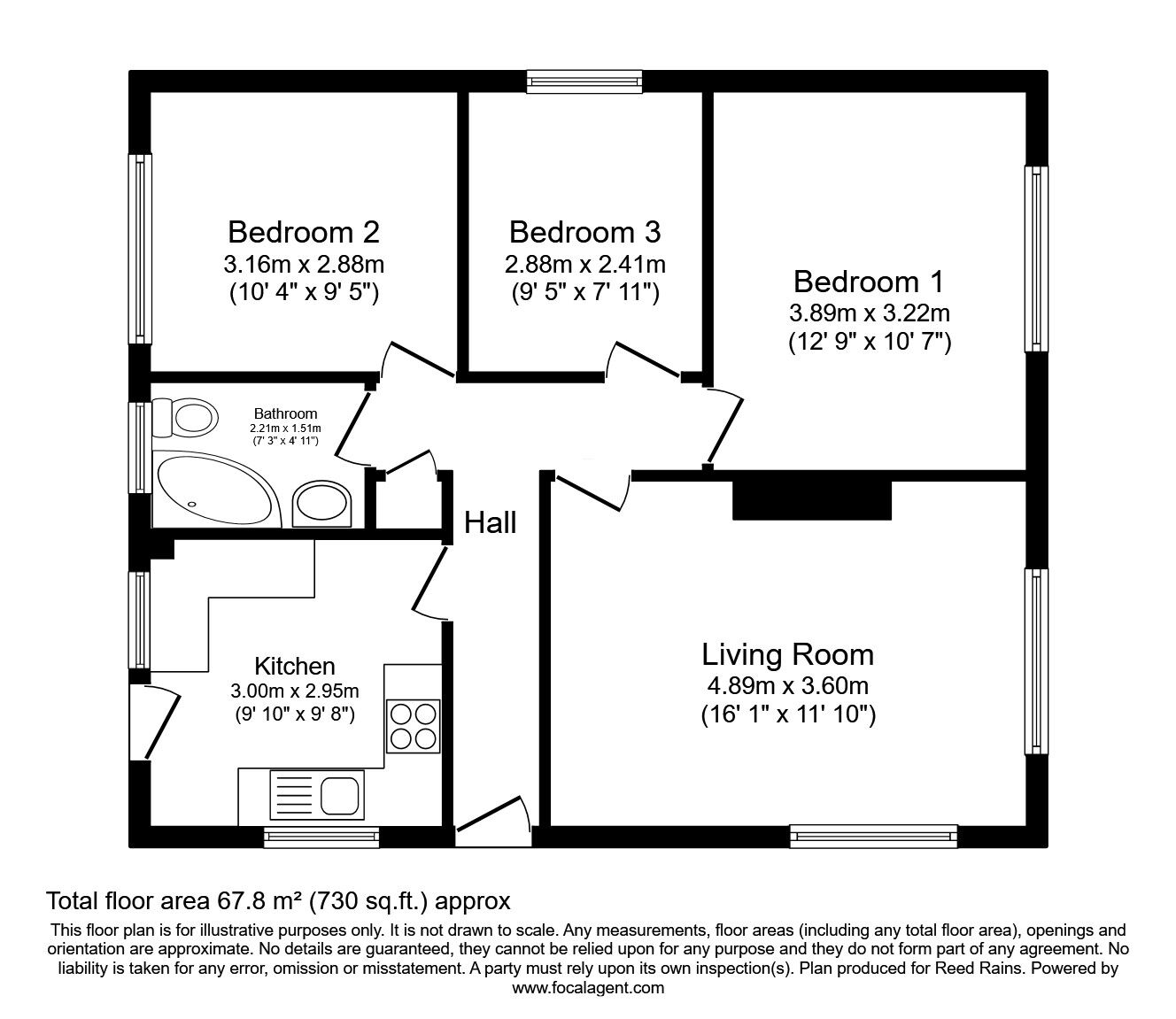 Floorplan of 3 bedroom Detached Bungalow for sale, Lonsdale Rise, Tingley, West Yorkshire, WF3