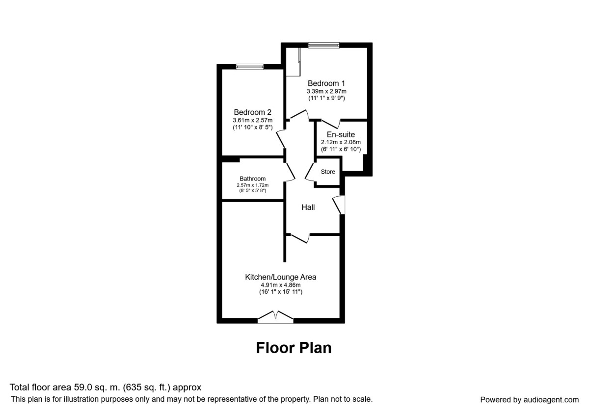 Floorplan of 2 bedroom  Flat to rent, Royal Troon Drive, Wakefield, West Yorkshire, WF1