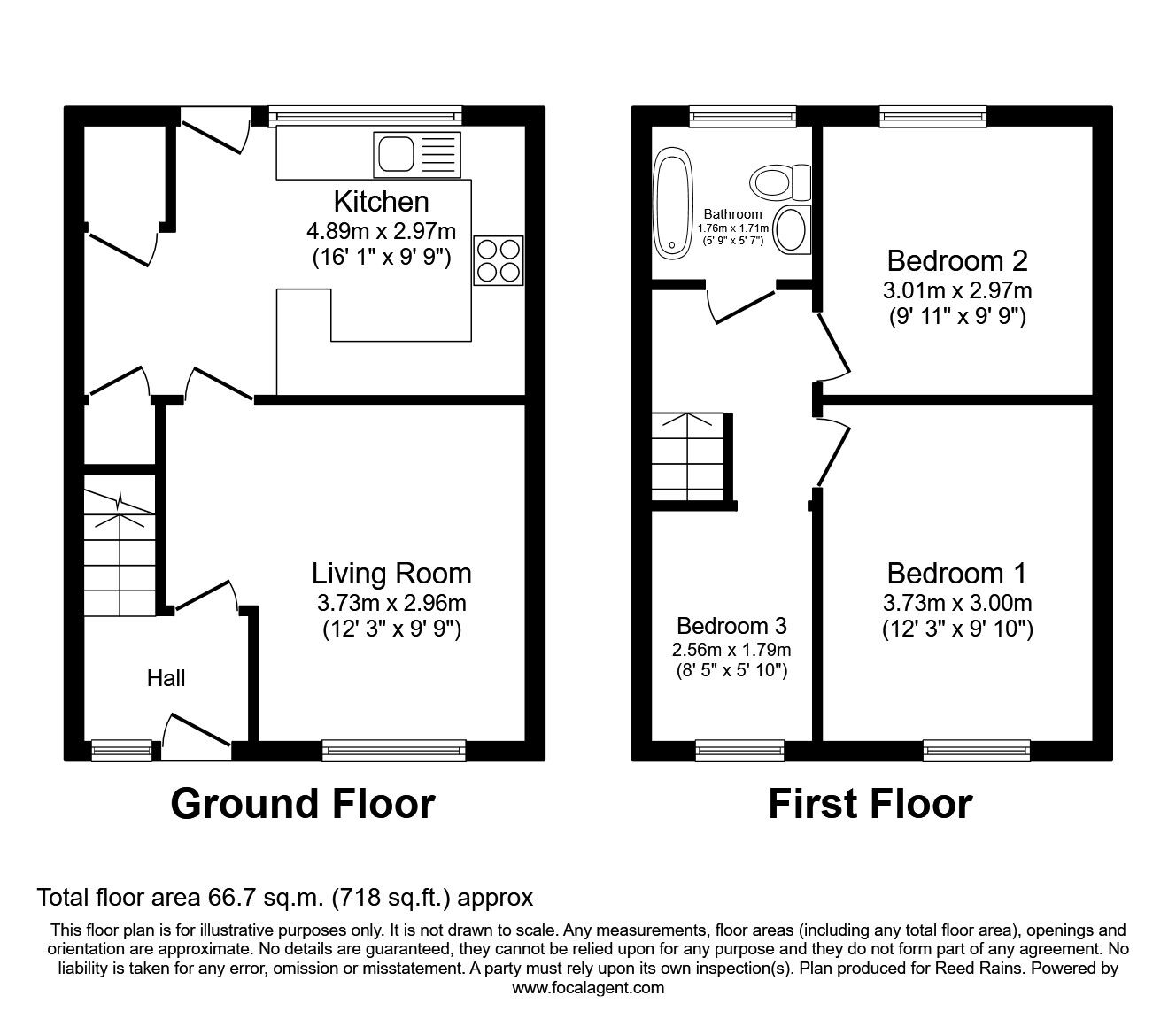 Floorplan of 3 bedroom Mid Terrace House to rent, Westbury Grove, Leeds, West Yorkshire, LS10