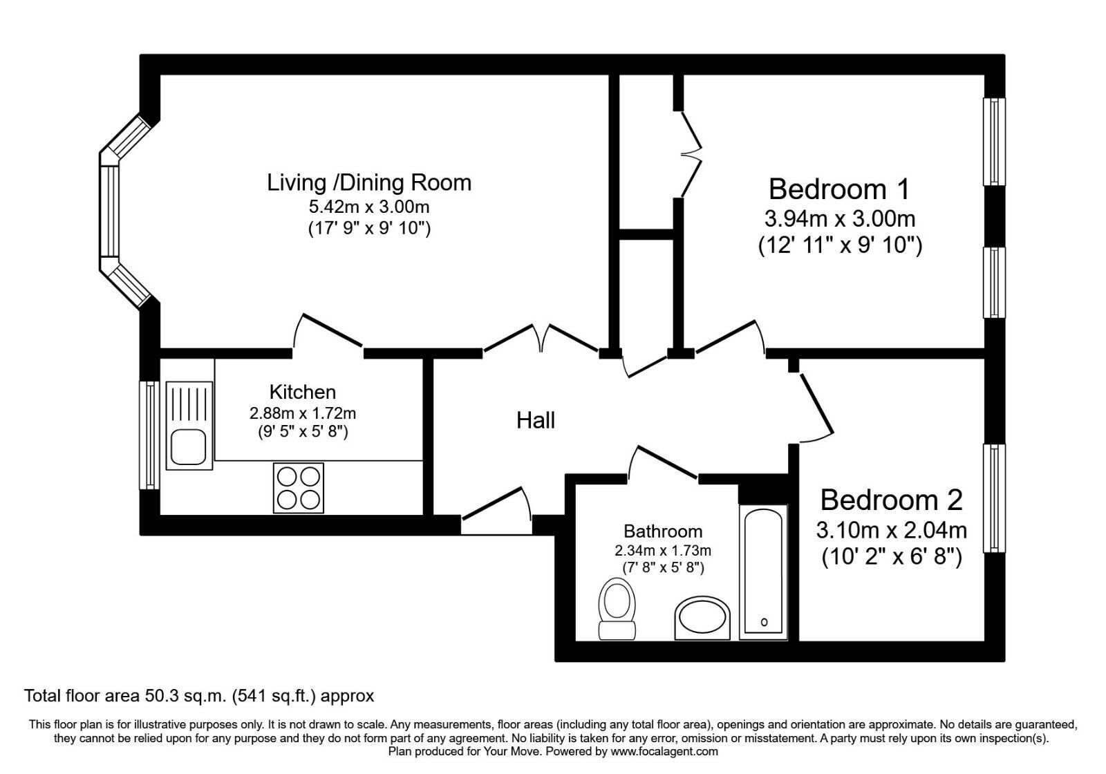 Floorplan of 2 bedroom  Flat for sale, Whitehall Croft, Leeds, West Yorkshire, LS12