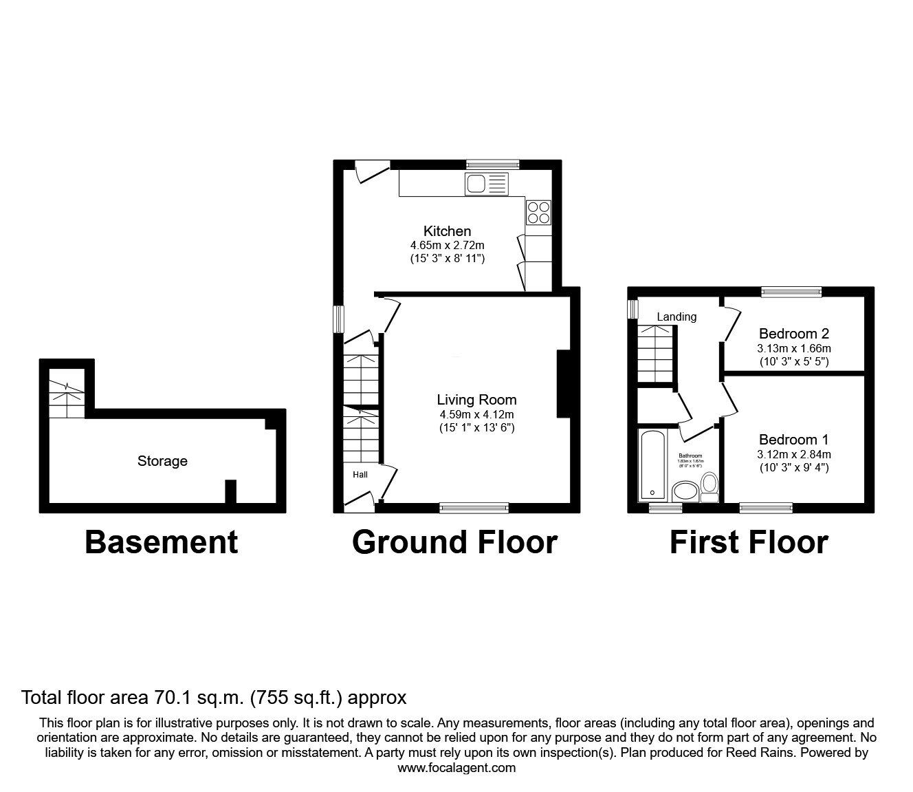 Floorplan of 2 bedroom End Terrace House for sale, Howden Clough Road, Morley, West Yorkshire, LS27