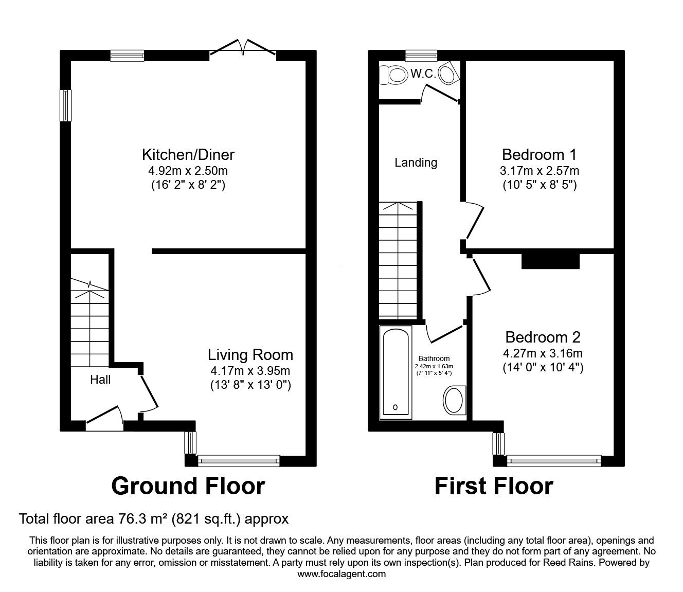 Floorplan of 2 bedroom Semi Detached House for sale, Waincliffe Crescent, Leeds, West Yorkshire, LS11