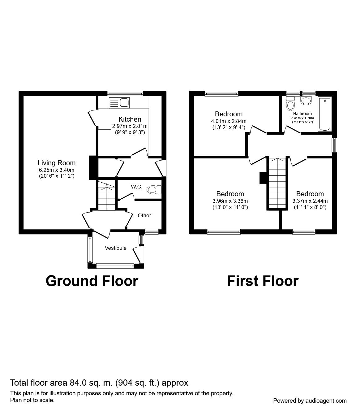 Floorplan of 3 bedroom Semi Detached House to rent, Embleton Road, Methley, West Yorkshire, LS26