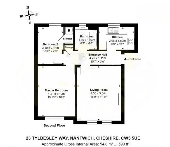 Floorplan of 2 bedroom  Flat to rent, Tyldesley Way, Nantwich, Cheshire, CW5