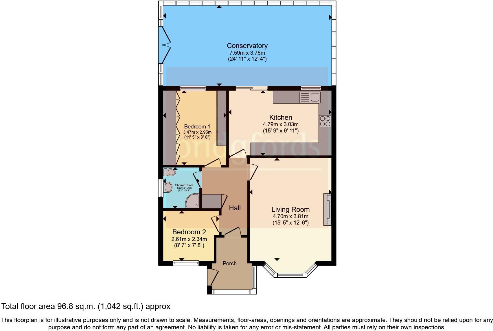 Floorplan of 2 bedroom Detached Bungalow for sale, Beechcroft Avenue, Wistaston, Cheshire, CW2