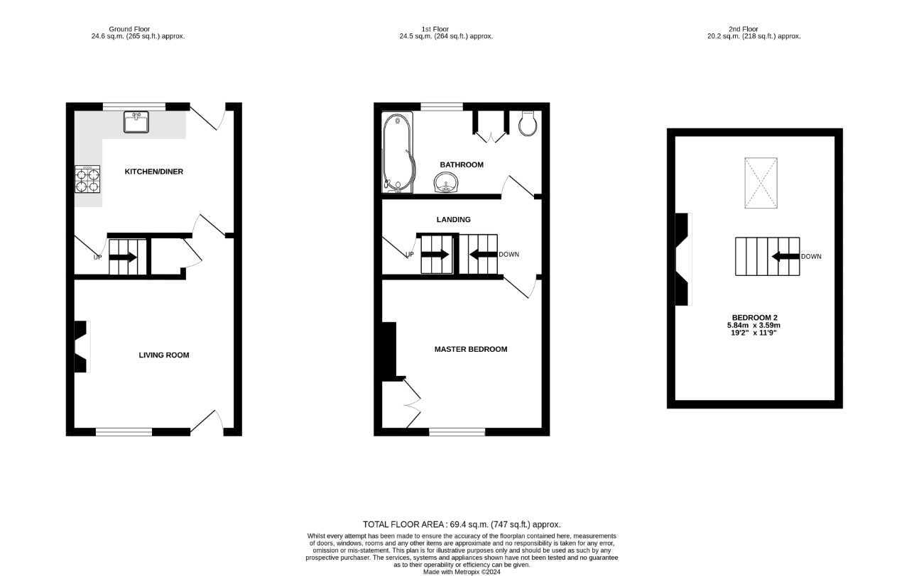 Floorplan of 2 bedroom Mid Terrace House for sale, Barker Street, Nantwich, Cheshire, CW5