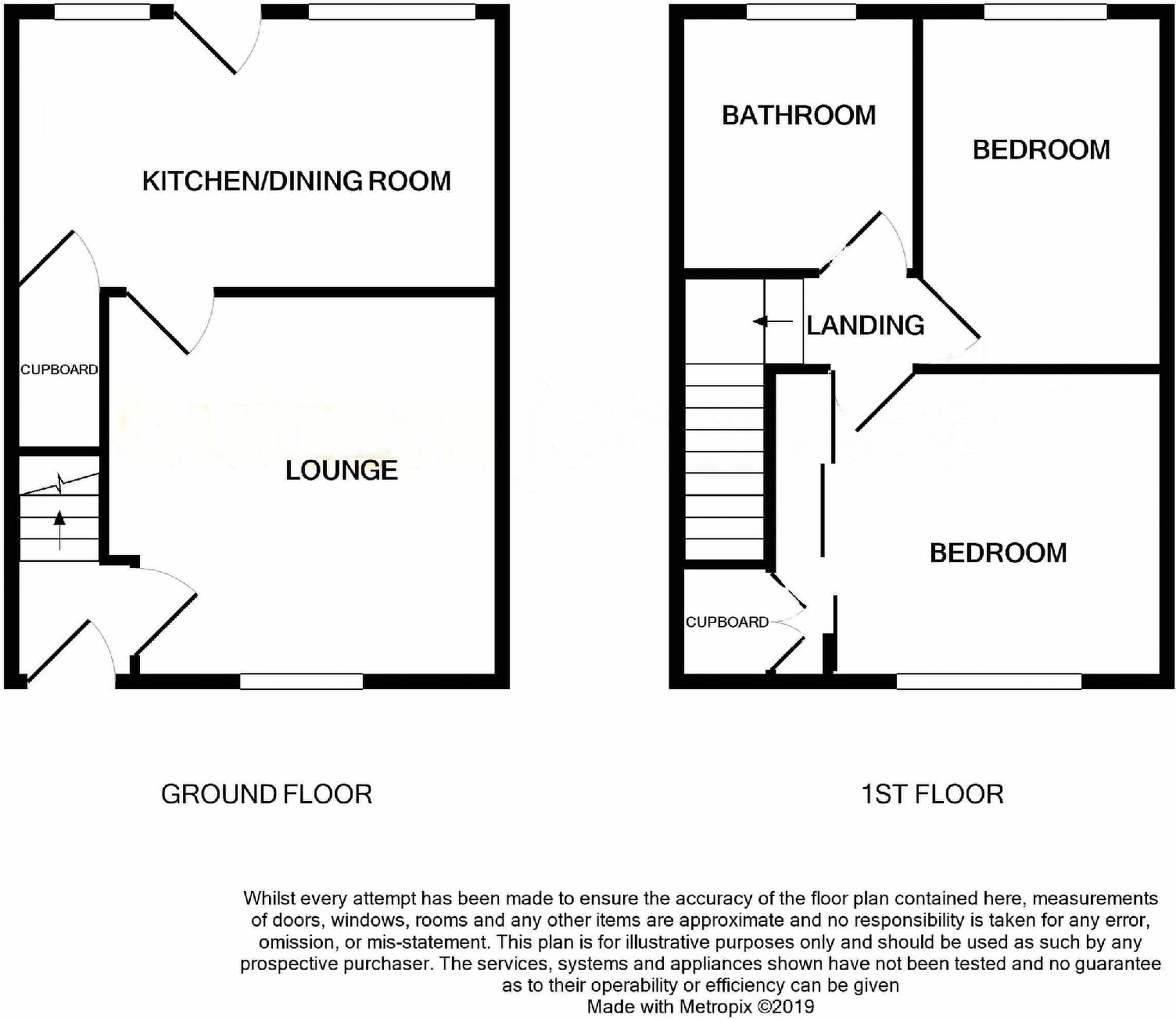 Floorplan of 2 bedroom Mid Terrace House for sale, Wybunbury Road, Willaston, Cheshire, CW5