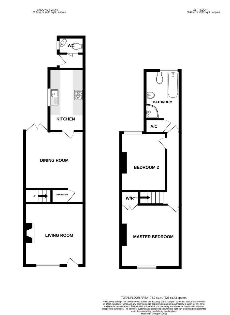 Floorplan of 2 bedroom Mid Terrace House for sale, Millstone Lane, Nantwich, Cheshire, CW5