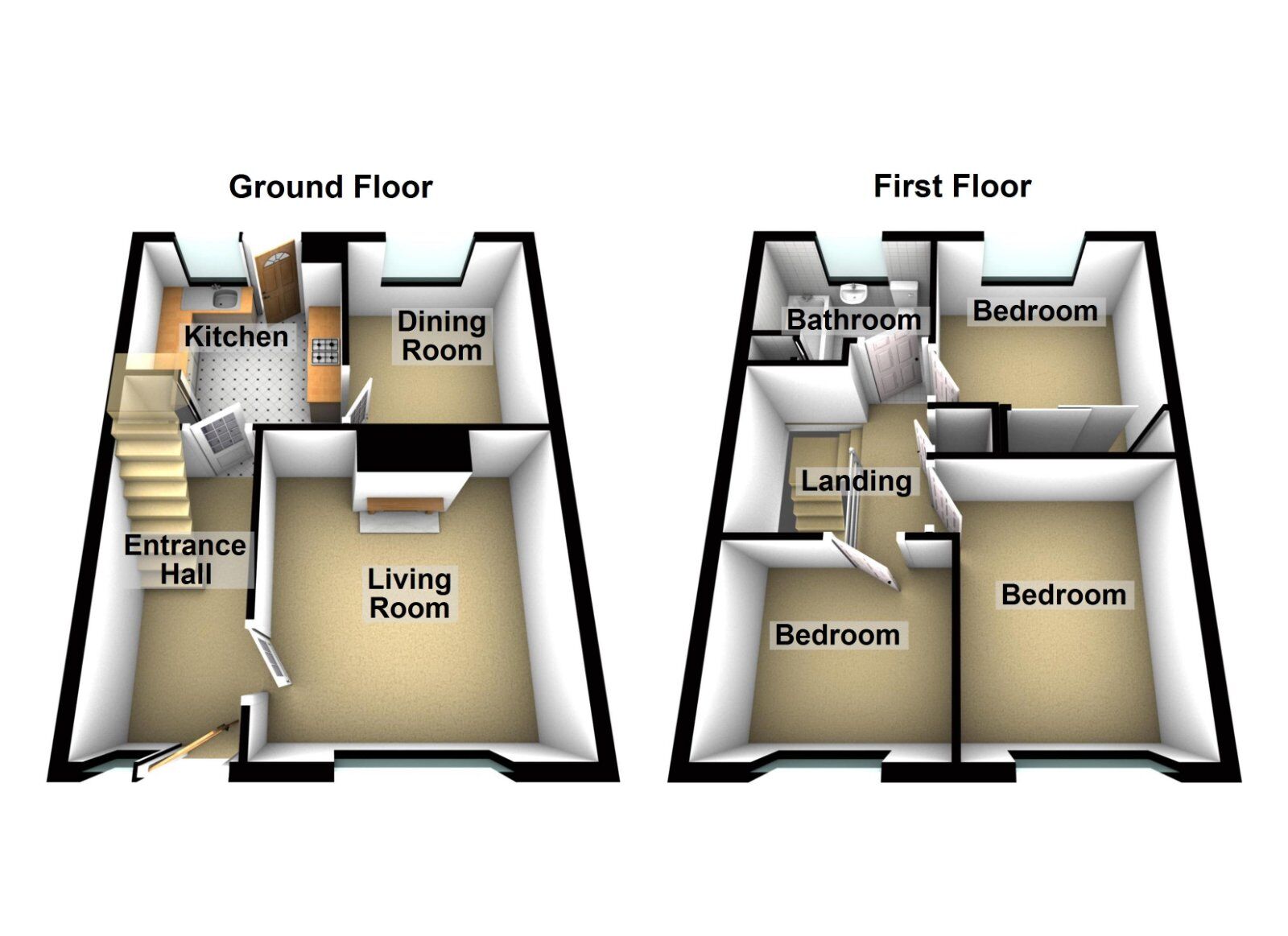 Floorplan of 3 bedroom End Terrace House for sale, Enler Park East, Dundonald, County Down, BT16