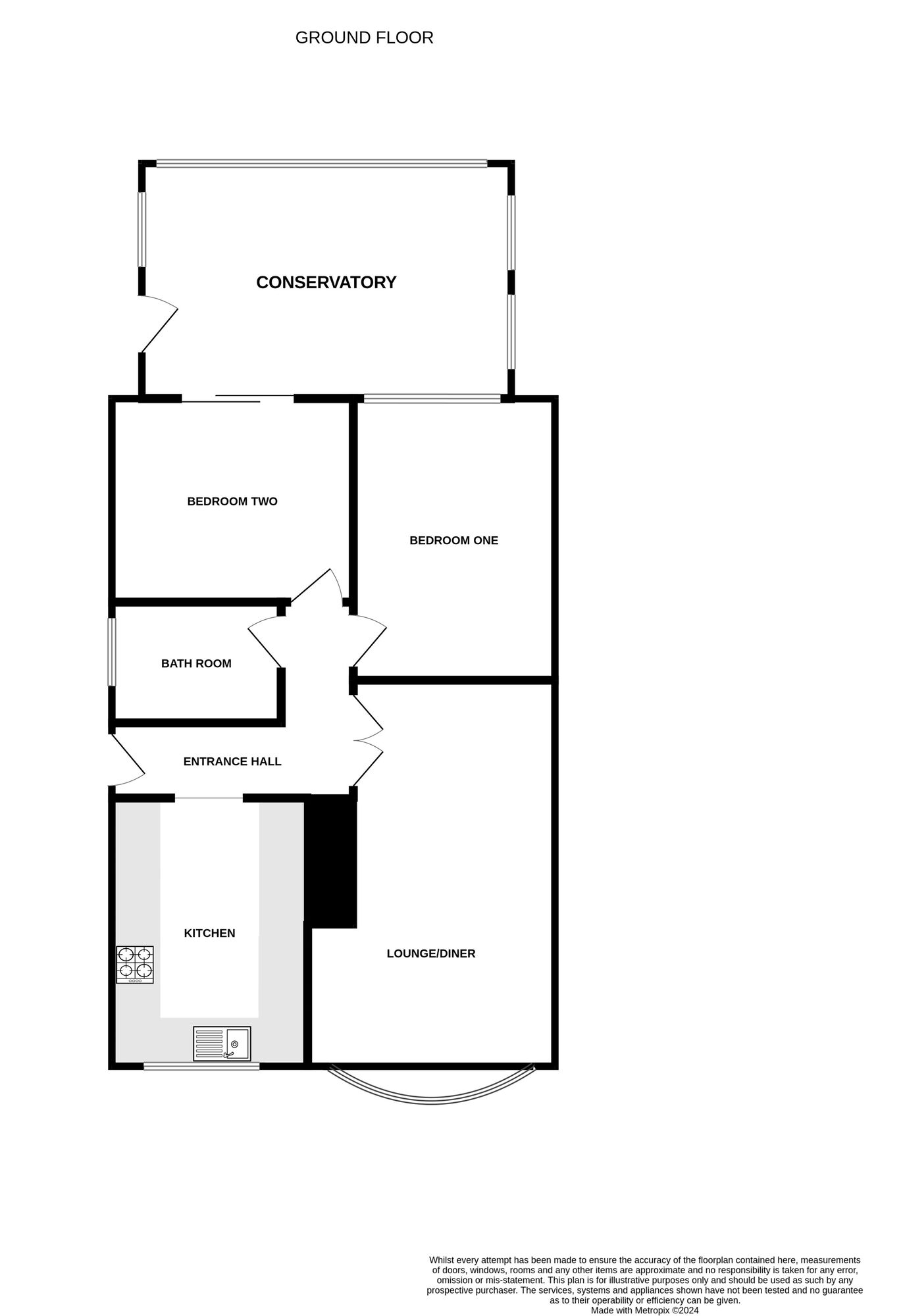 Floorplan of 2 bedroom Semi Detached Bungalow for sale, Clermont Avenue, Stoke-on-Trent, Staffordshire, ST4