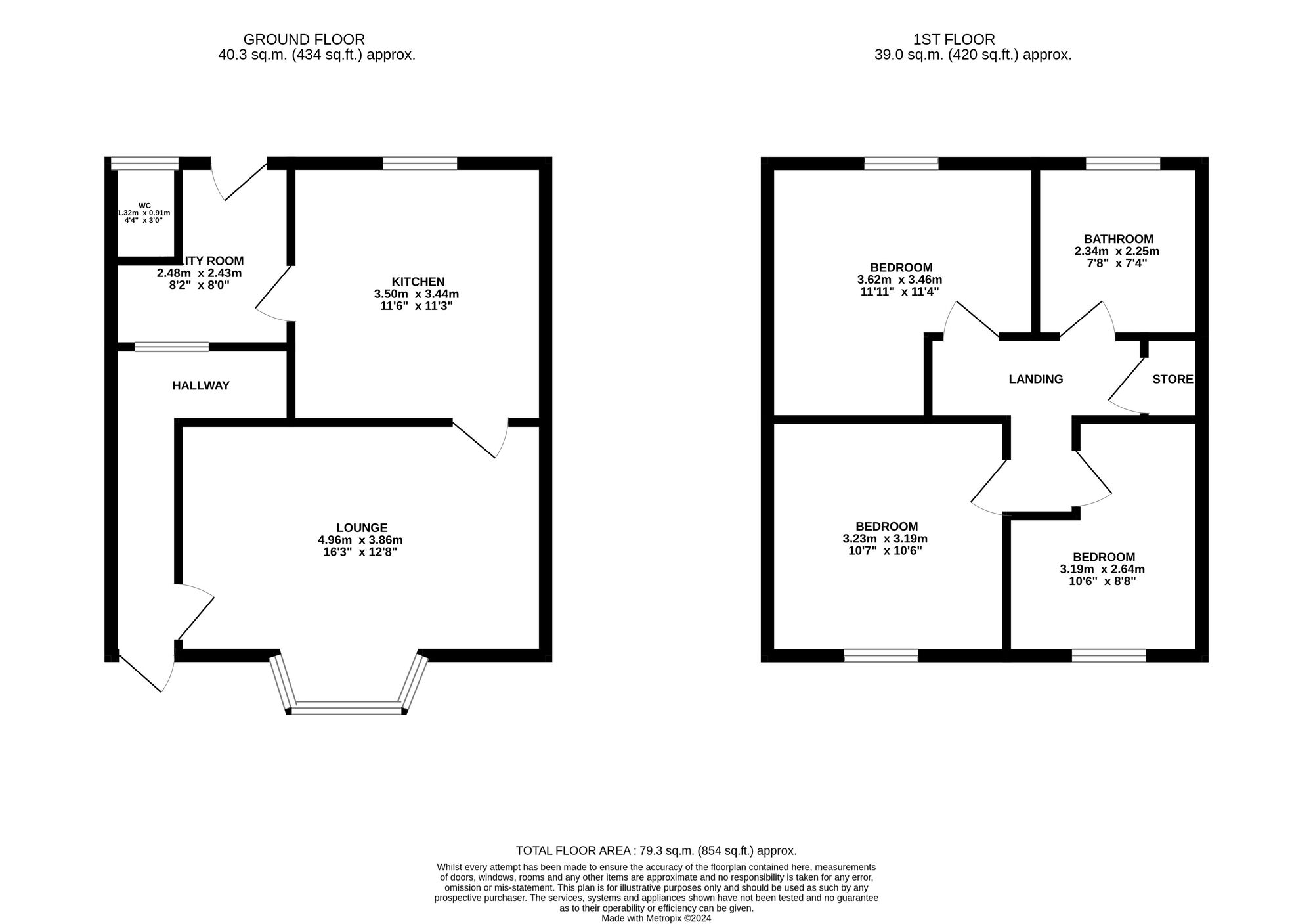 Floorplan of 3 bedroom Semi Detached House for sale, Triner Place, Stoke-on-Trent, Staffordshire, ST6