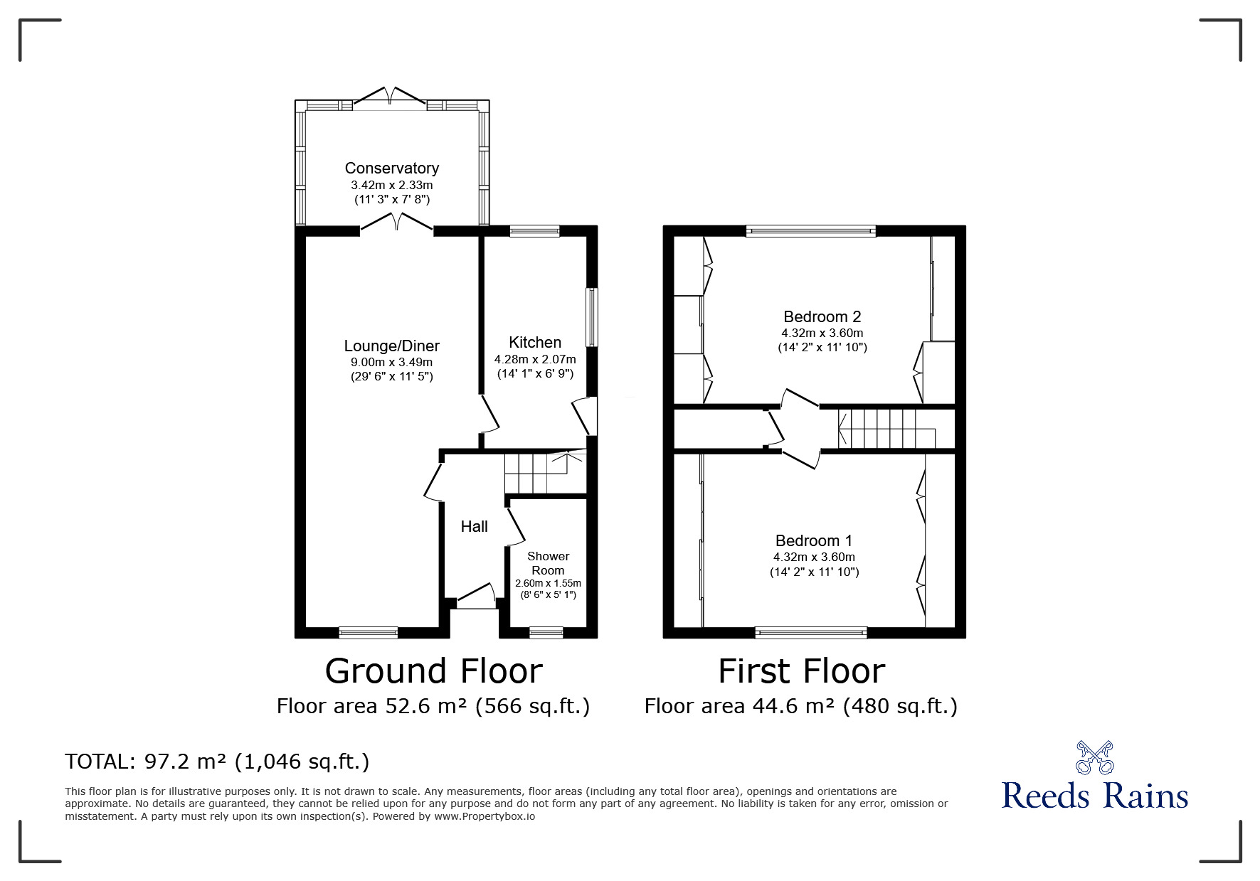 Floorplan of 2 bedroom Detached House for sale, The Spinney, Newcastle, Staffordshire, ST5