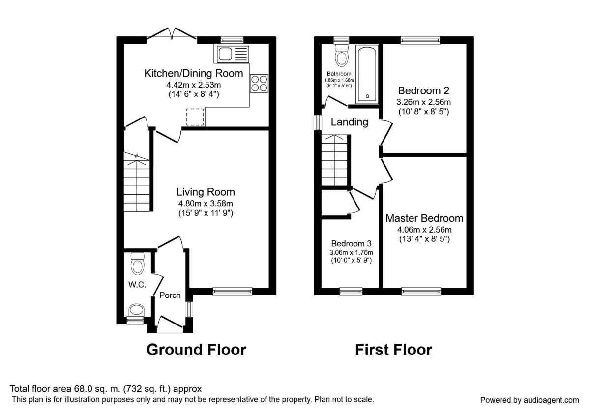 Floorplan of 3 bedroom Semi Detached House to rent, Gordale Close, Winnington, Cheshire, CW8