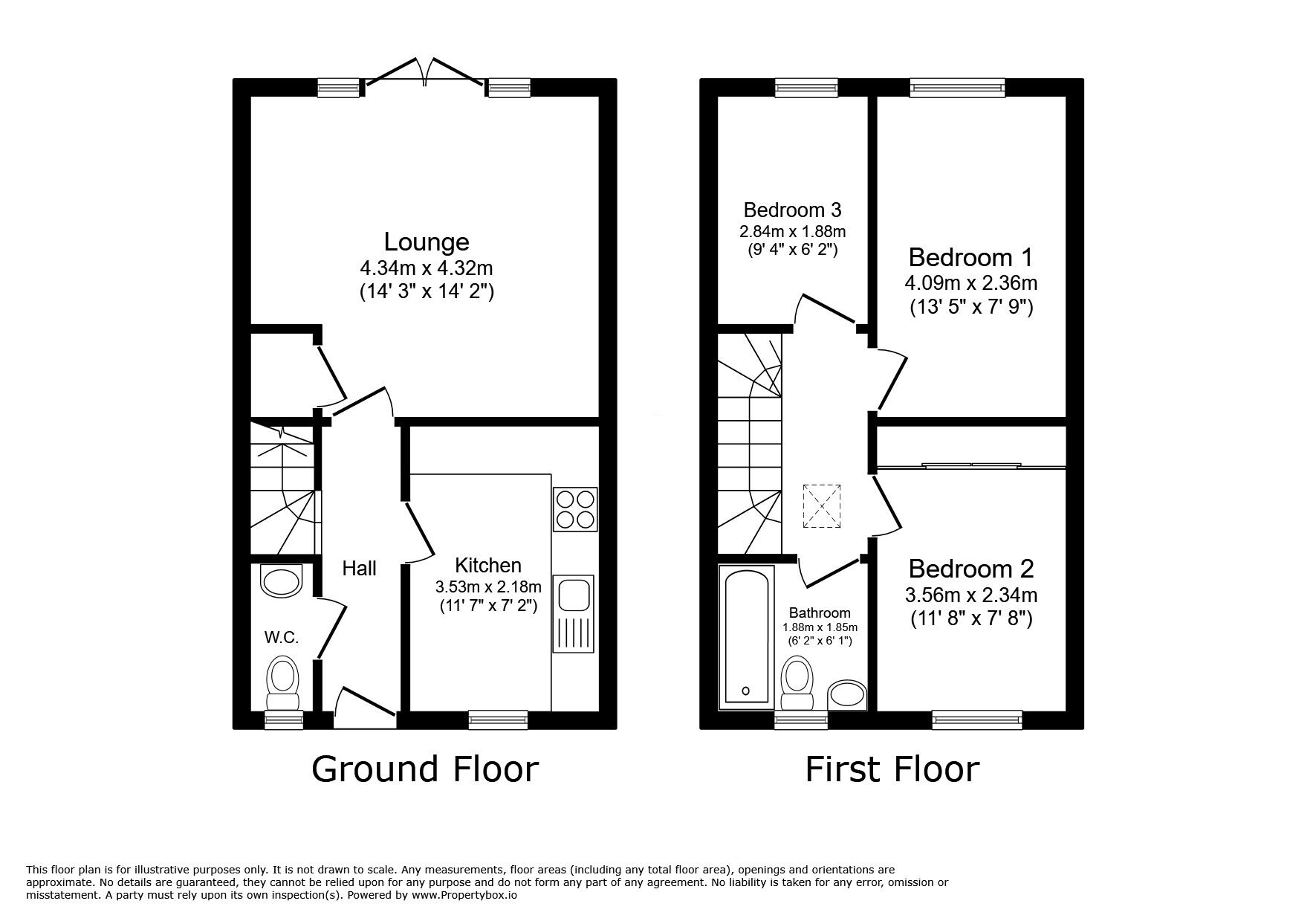 Floorplan of 3 bedroom Mid Terrace House for sale, Preston Way, Winsford, Cheshire, CW7