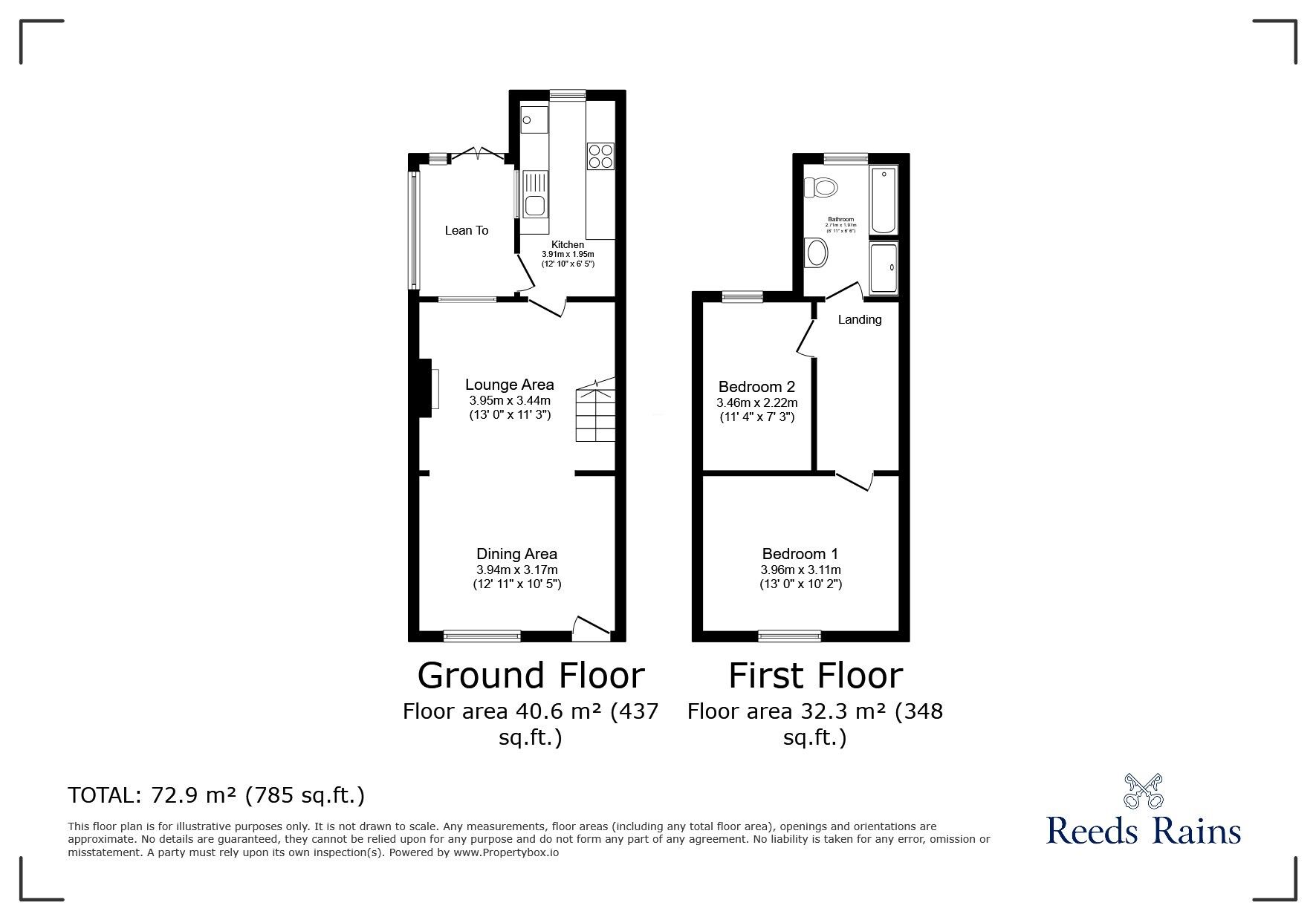 Floorplan of 2 bedroom End Terrace House for sale, Spencer Street, Barnton, Cheshire, CW8