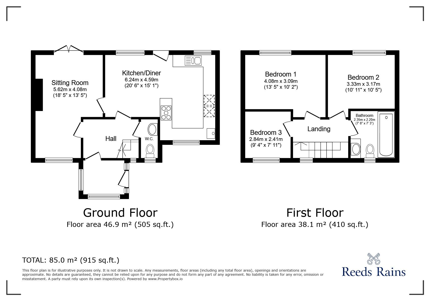 Floorplan of 3 bedroom Semi Detached House for sale, Brook Lane, Northwich, Cheshire, CW9