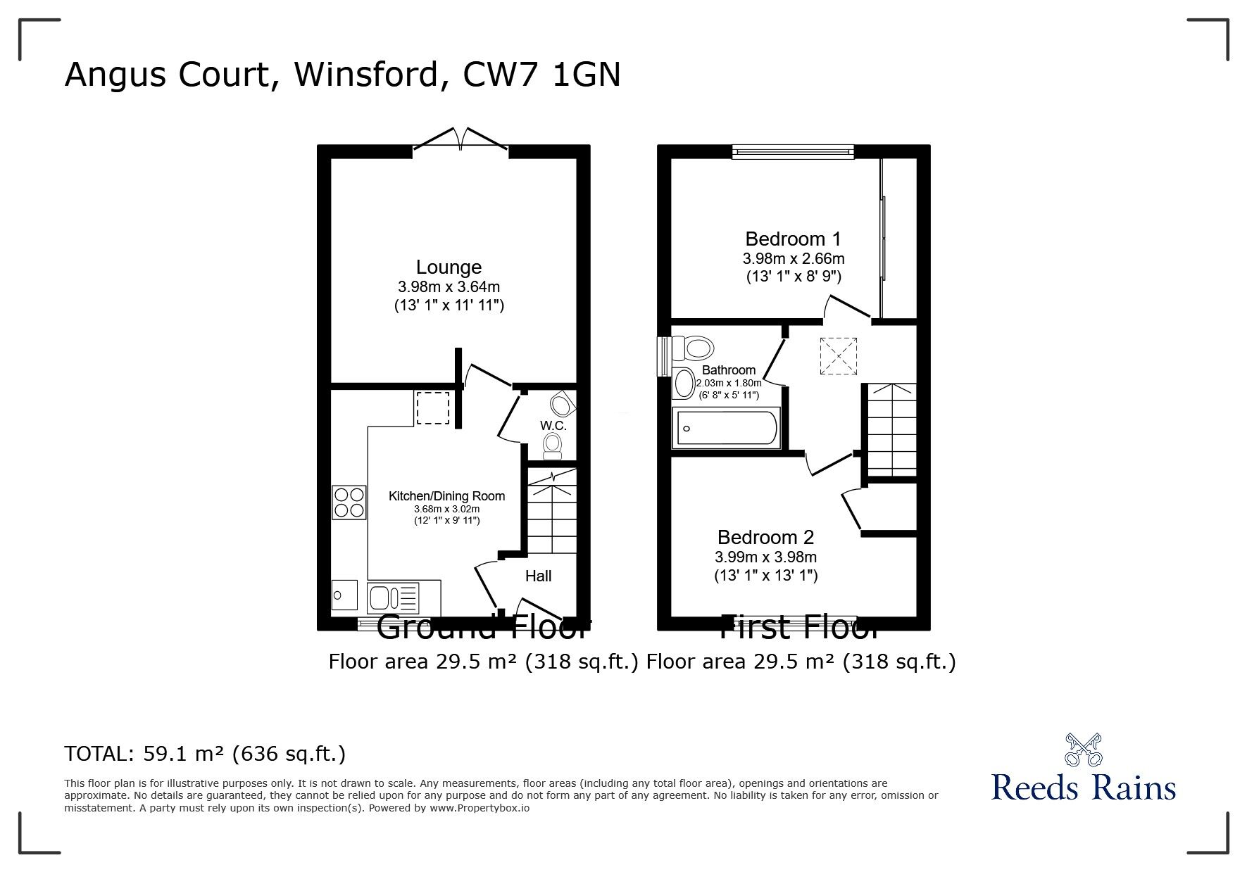 Floorplan of 2 bedroom Semi Detached House for sale, Angus Court, Winsford, Cheshire, CW7