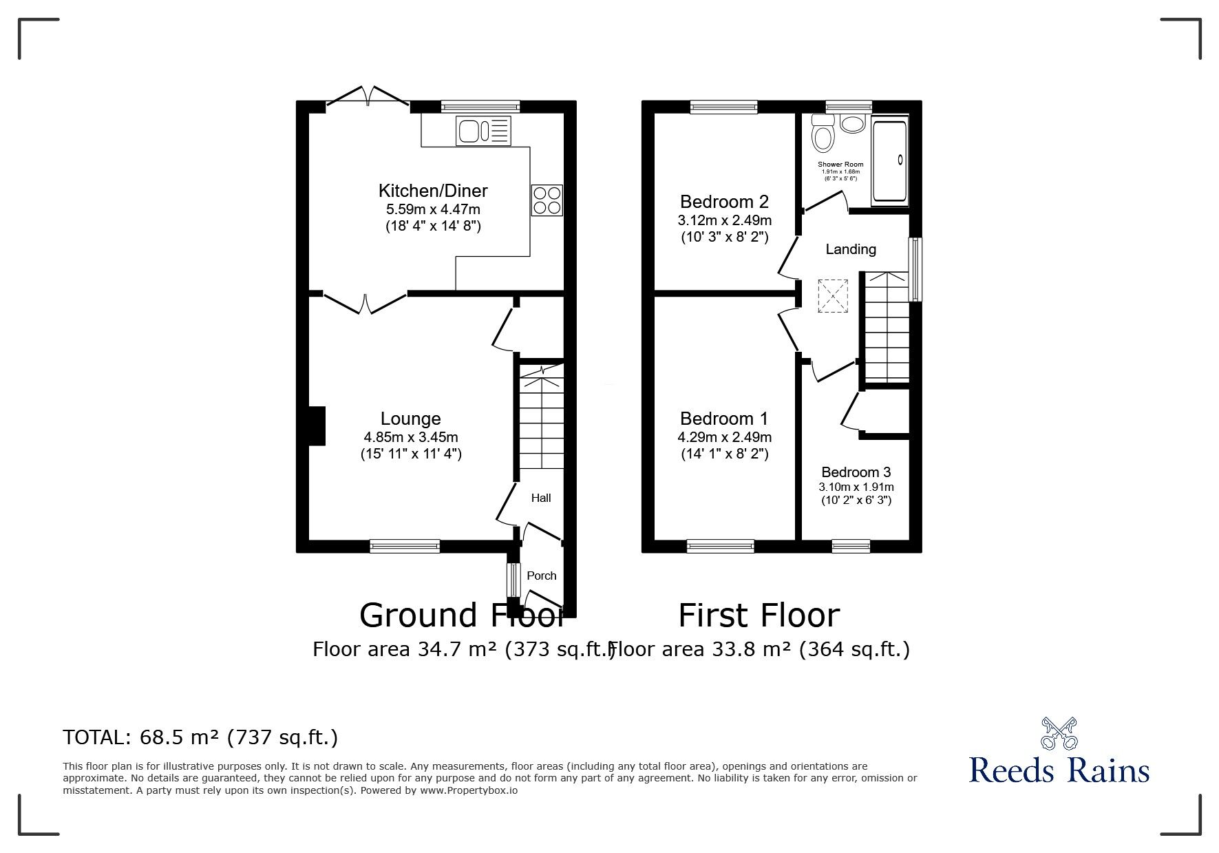 Floorplan of 3 bedroom Semi Detached House for sale, Verdin Avenue, Northwich, Cheshire, CW8