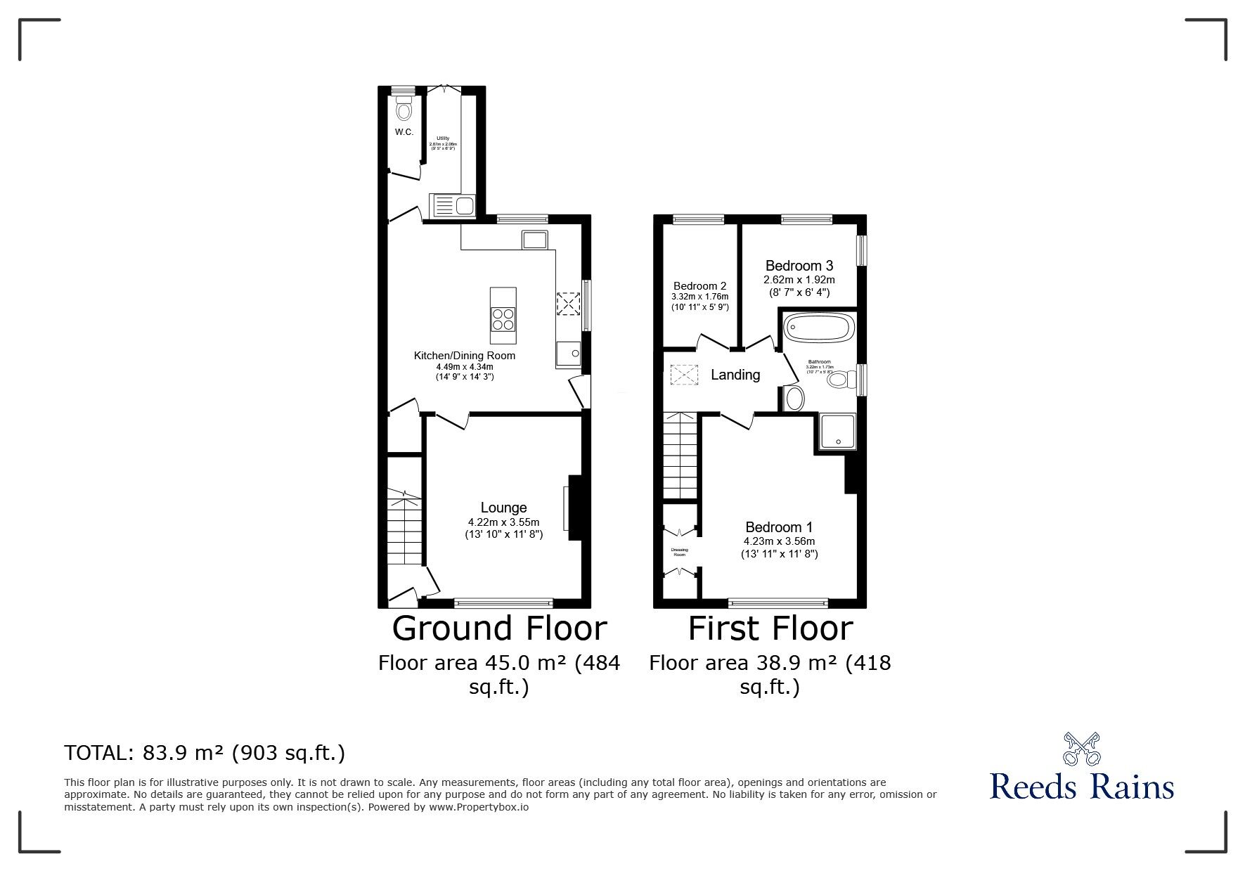 Floorplan of 3 bedroom Semi Detached House for sale, Glebe Road, Cuddington, Cheshire, CW8