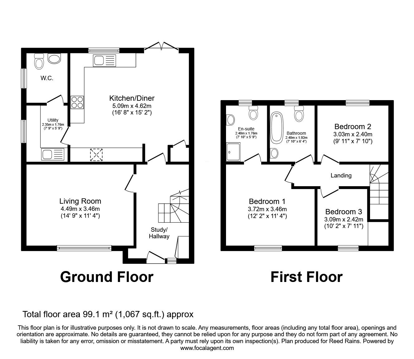 Floorplan of 3 bedroom Detached House for sale, Central Road, Rudheath, Cheshire, CW9